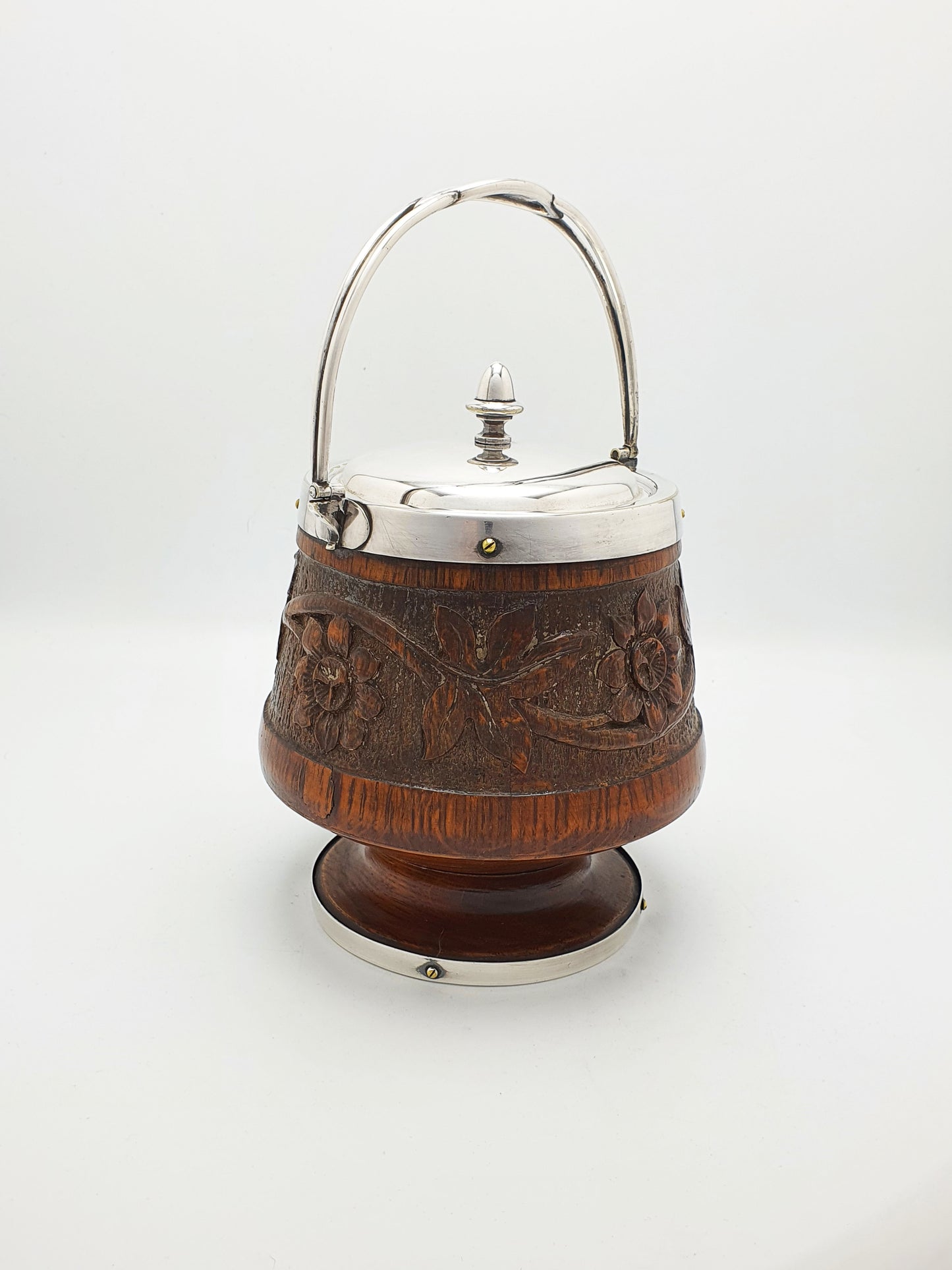 Fabulous antique oak cookie/ biscuit barrel - circa 1890