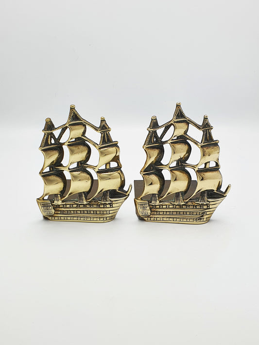 Wonderful Pair of Galleon Brass Book Ends - circa 1930