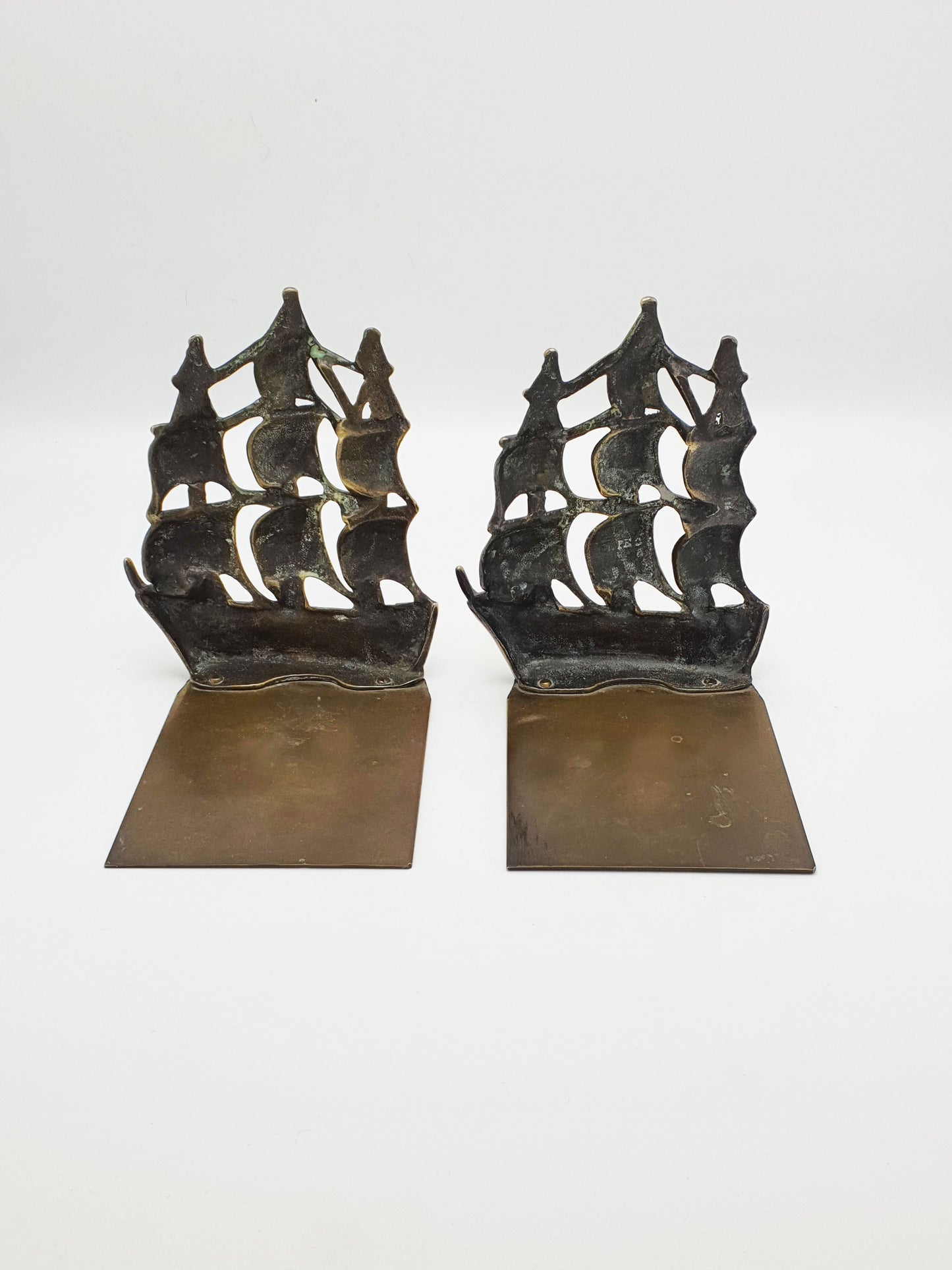 Wonderful Pair of Galleon Brass Book Ends - circa 1930