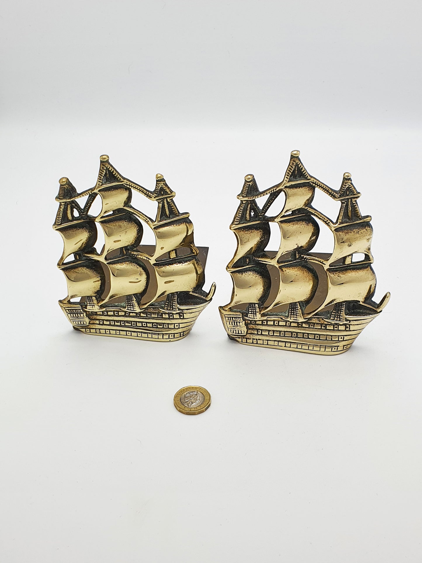 Wonderful Pair of Galleon Brass Book Ends - circa 1930