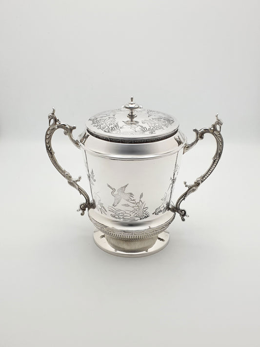 Fabulous Victorian Silver-Plated Cookie Jar/Biscuit Box - English Antique - circa 1890