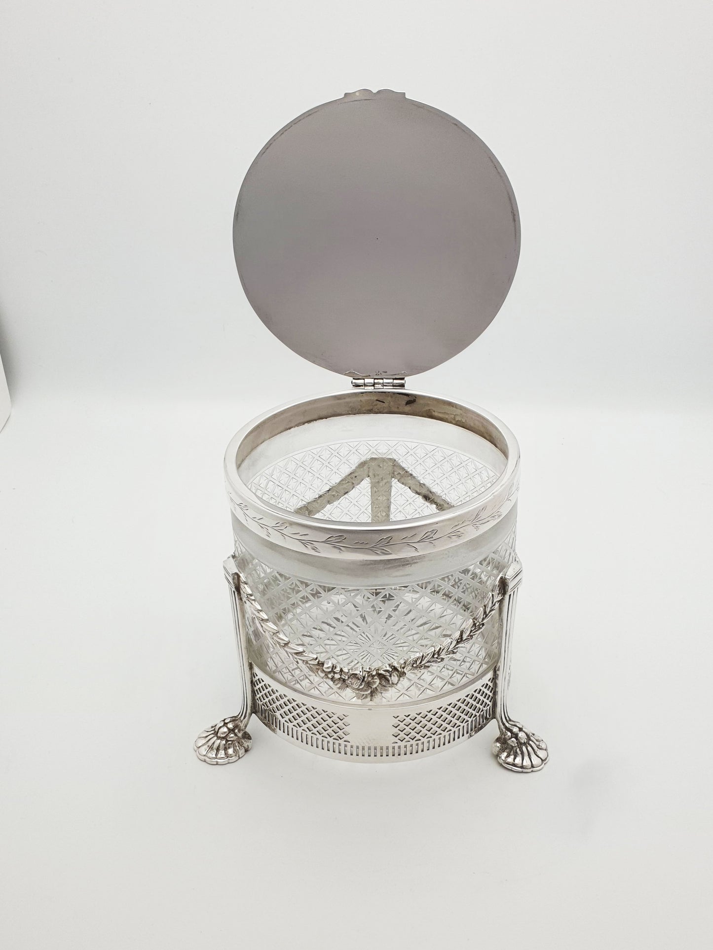 Fabulous Edwardian glass cookie/ biscuit box - English antique - Circa 1905