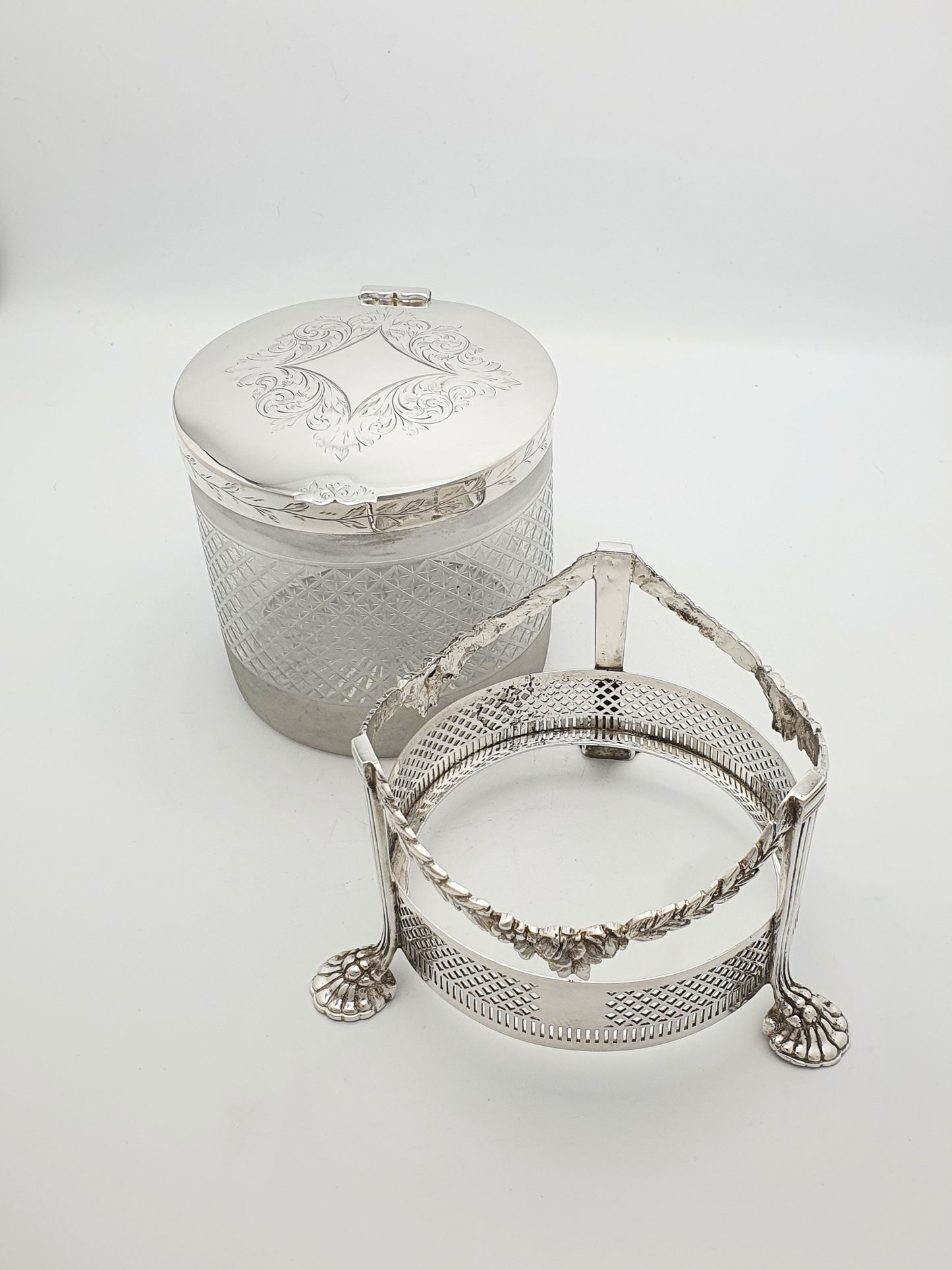 Fabulous Edwardian glass cookie/ biscuit box - English antique - Circa 1905