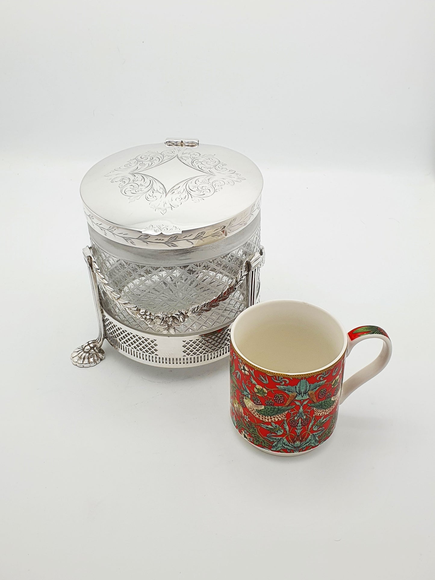 Fabulous Edwardian glass cookie/ biscuit box - English antique - Circa 1905