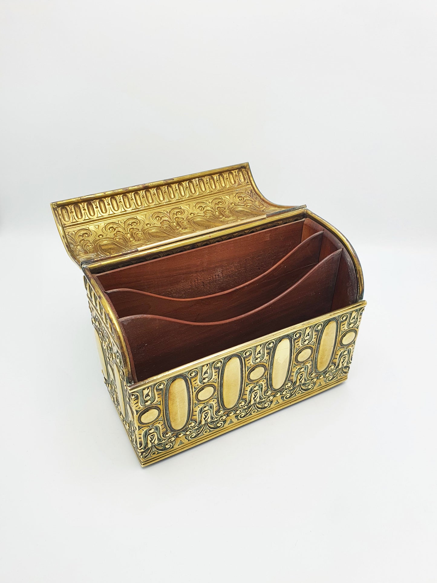 Handsome Antique Edwardian Brass & Wood Document Box – circa 1905