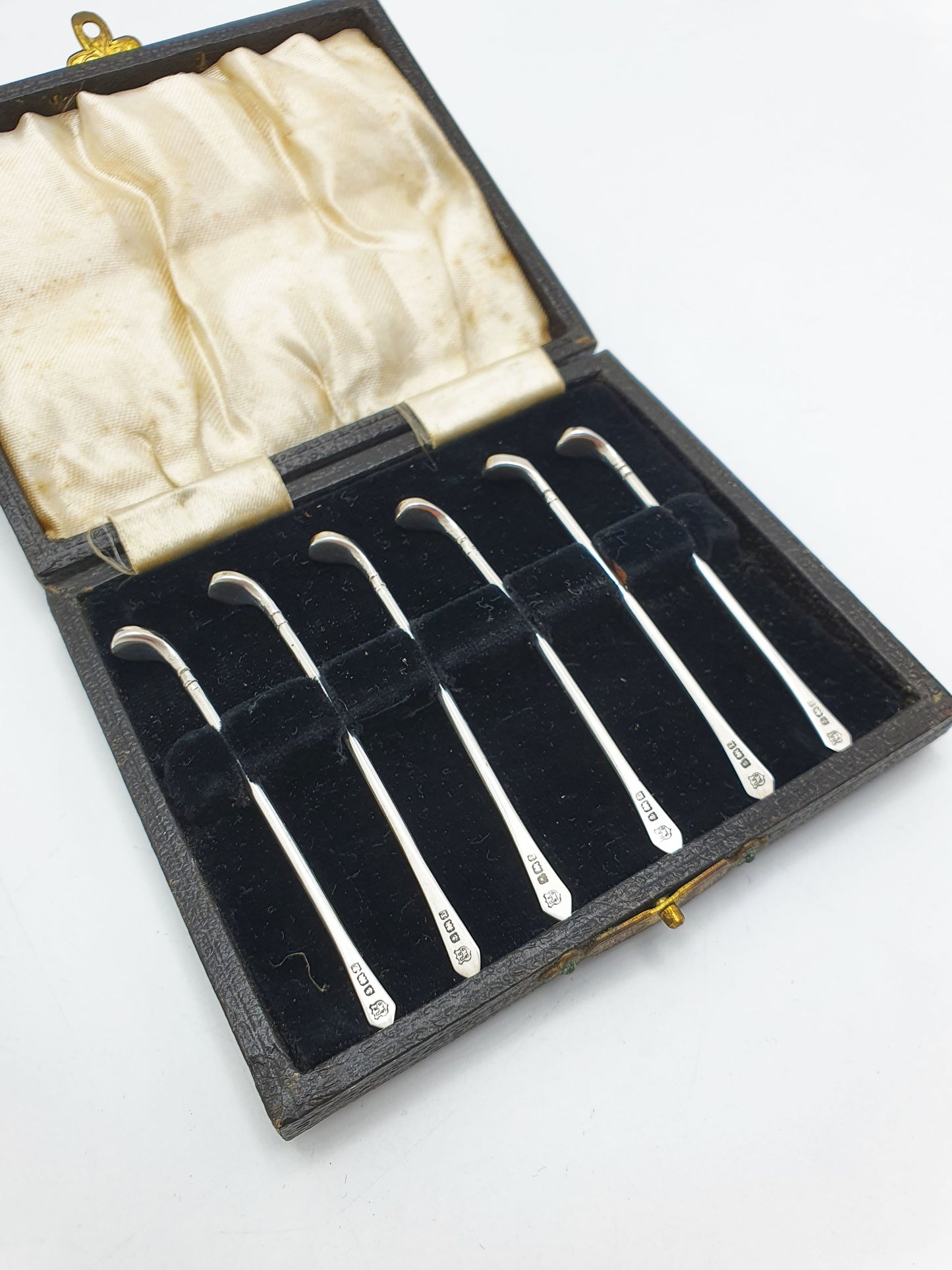 Nice Set of Six Art Deco Sterling Silver Golf-Themed Cocktail Sticks - 1935