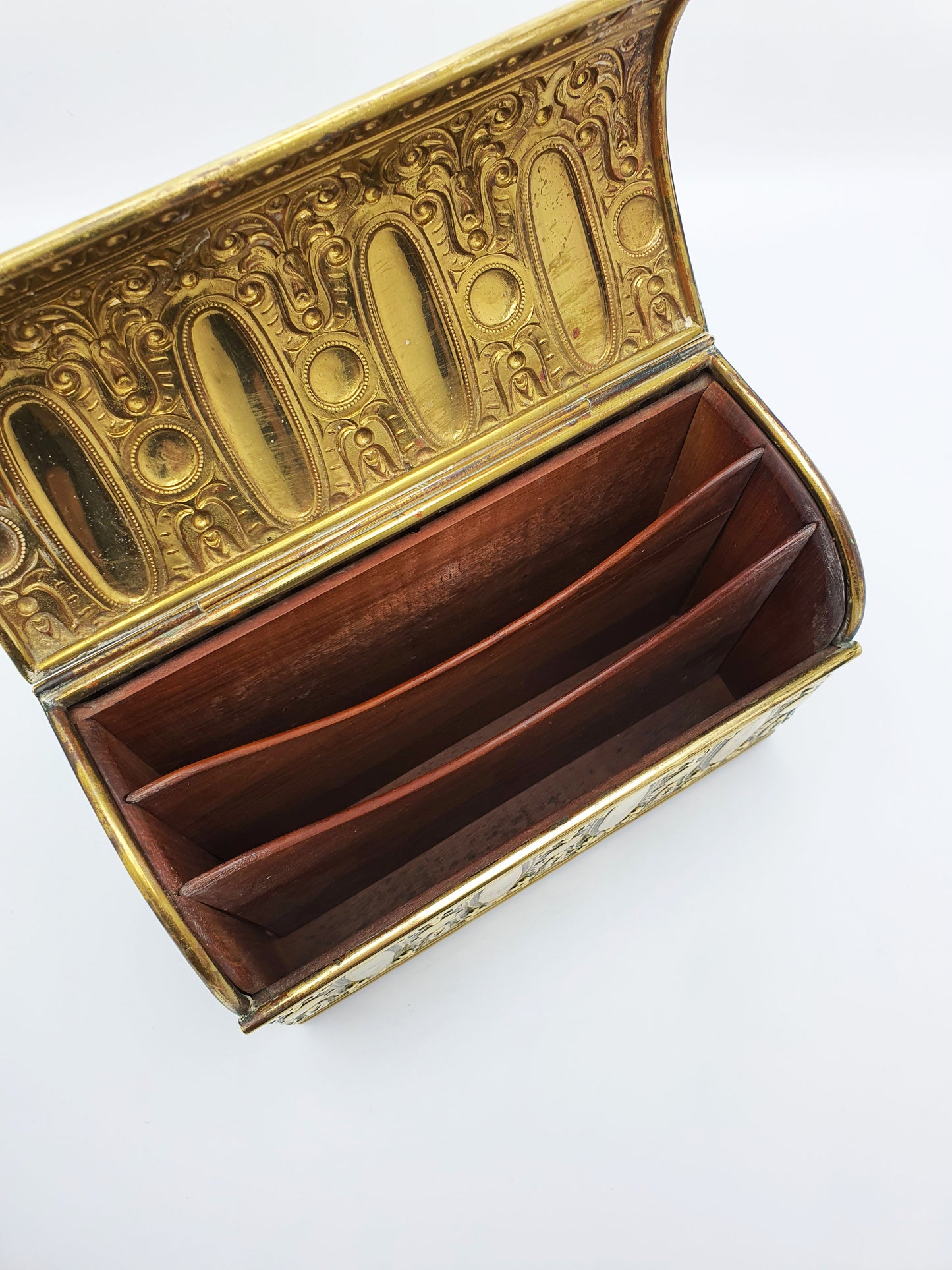 Handsome Antique Edwardian Brass & Wood Document Box – circa 1905