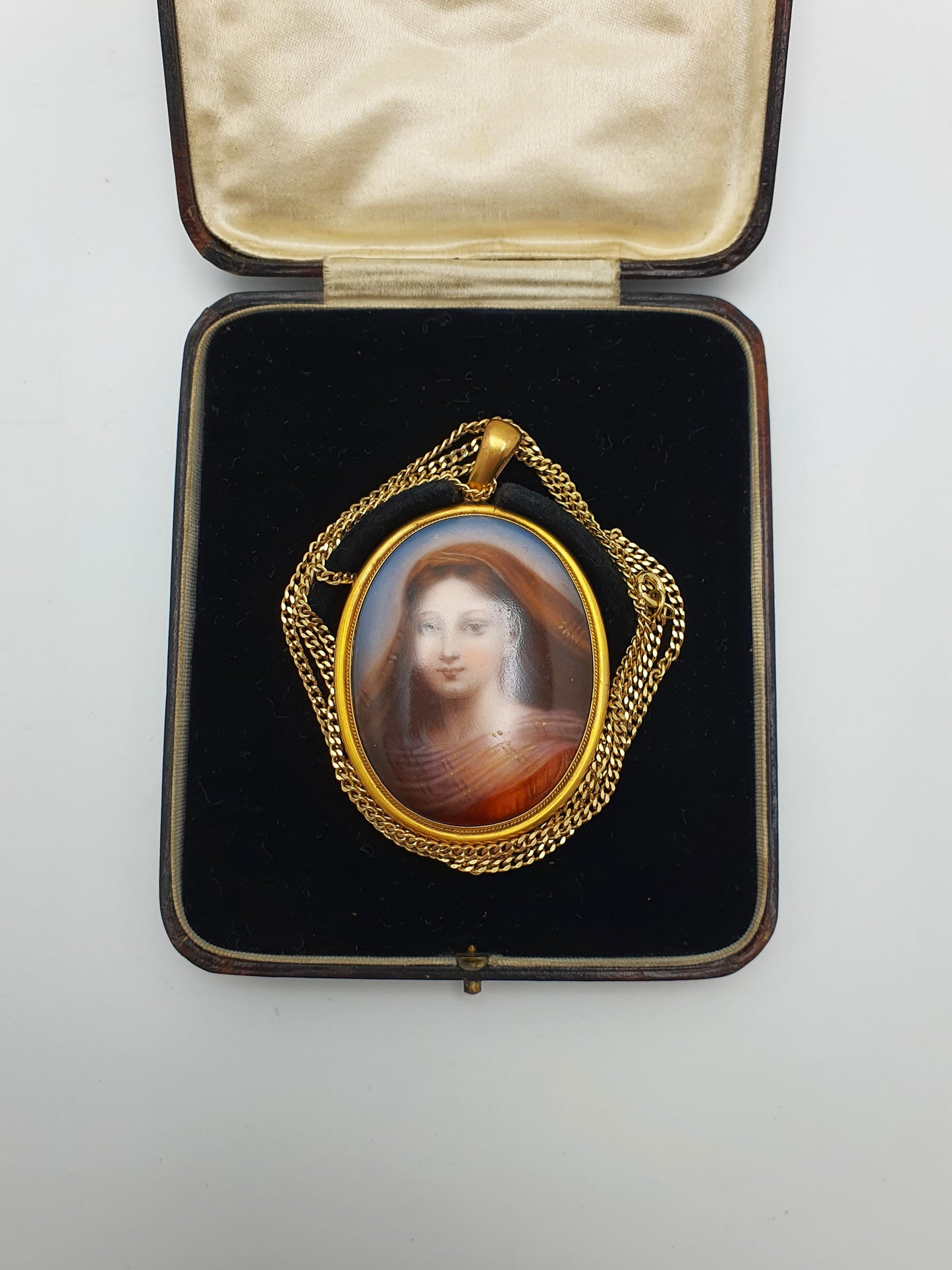 Lovely Antique Continental Portrait Pendant Necklace – circa 1900