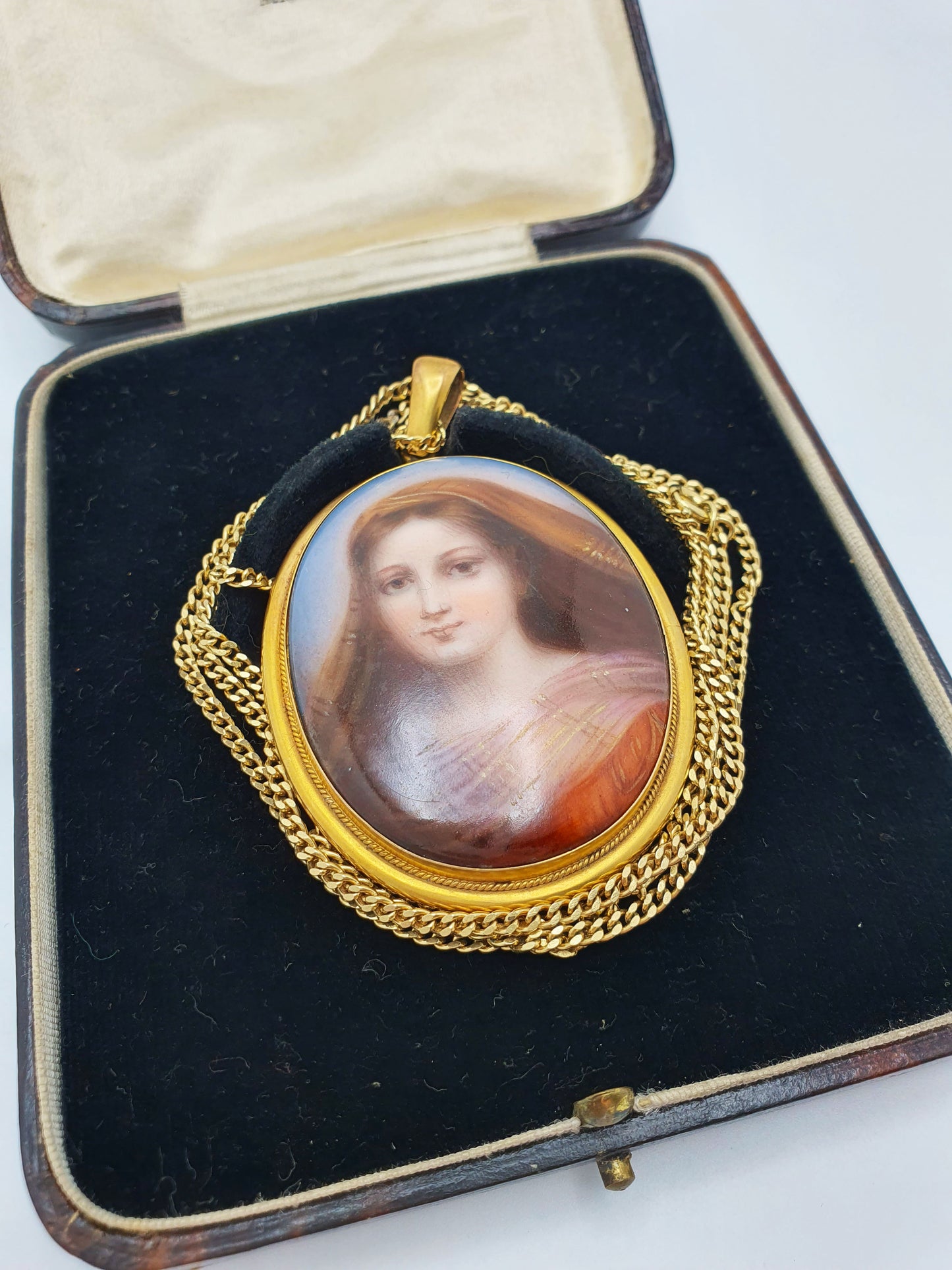Lovely Antique Continental Portrait Pendant Necklace – circa 1900