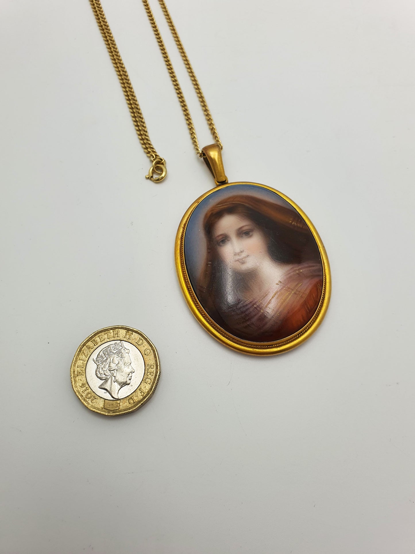 Lovely Antique Continental Portrait Pendant Necklace – circa 1900
