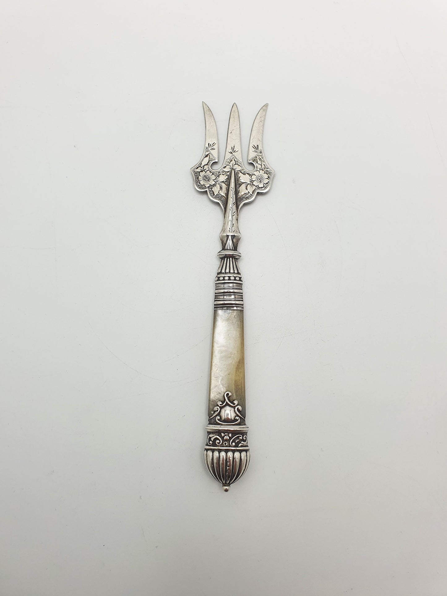 Lovely Antique Victorian Silver & Mother-of-Pearl Serving Fork – 1894