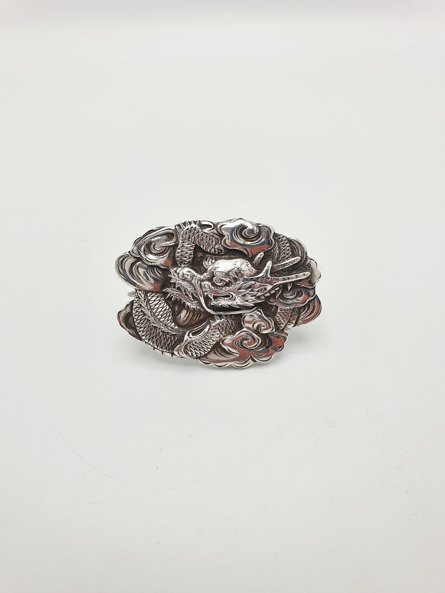 Nice Antique Chinese Export Silver Dragon Menu Holder – circa 1900