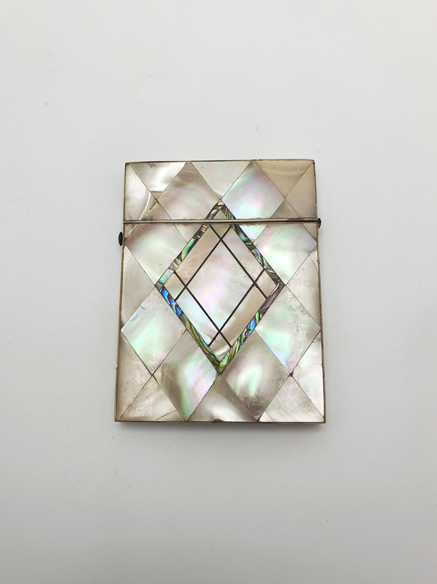 Nice Victorian Mother-of-Pearl Card Case with Geometric Inlay – circa 1870