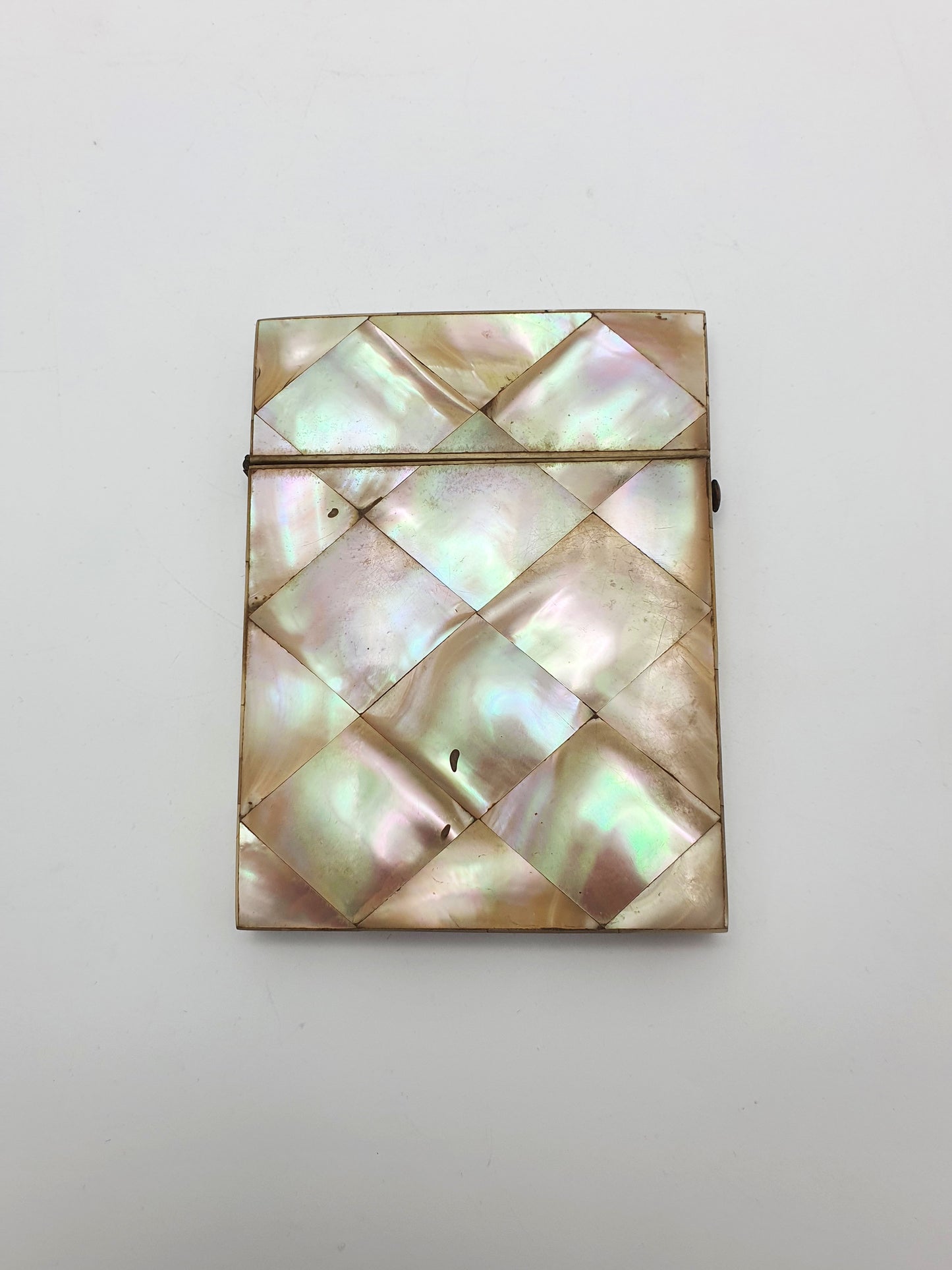 Nice Victorian Mother-of-Pearl Card Case with Geometric Inlay – circa 1870