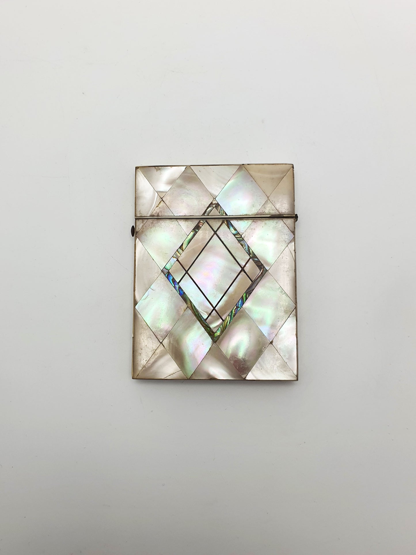 Nice Victorian Mother-of-Pearl Card Case with Geometric Inlay – circa 1870