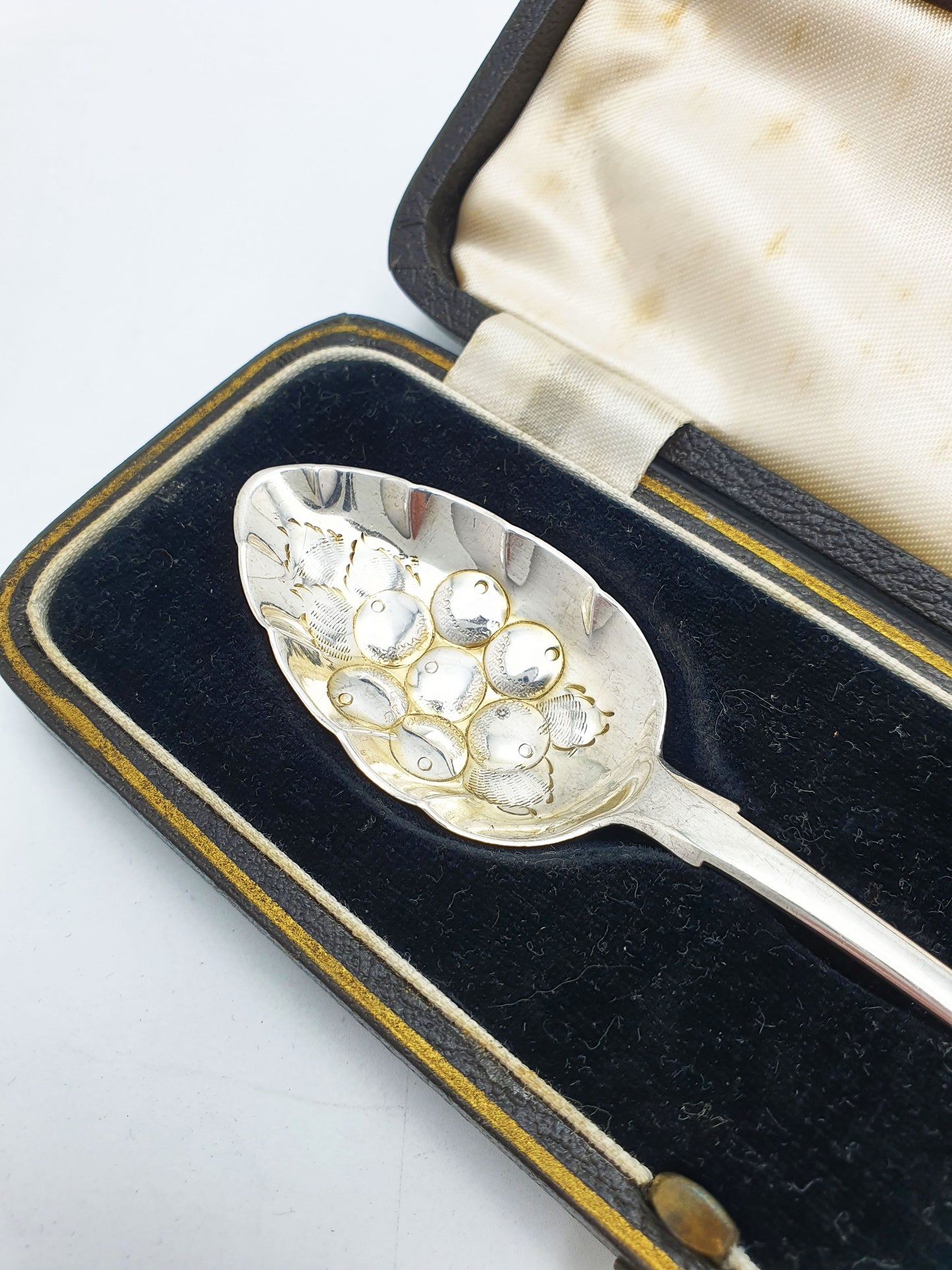 Lovely Antique Georgian Sterling Silver Preserve Spoon with Orange Motif - 1821