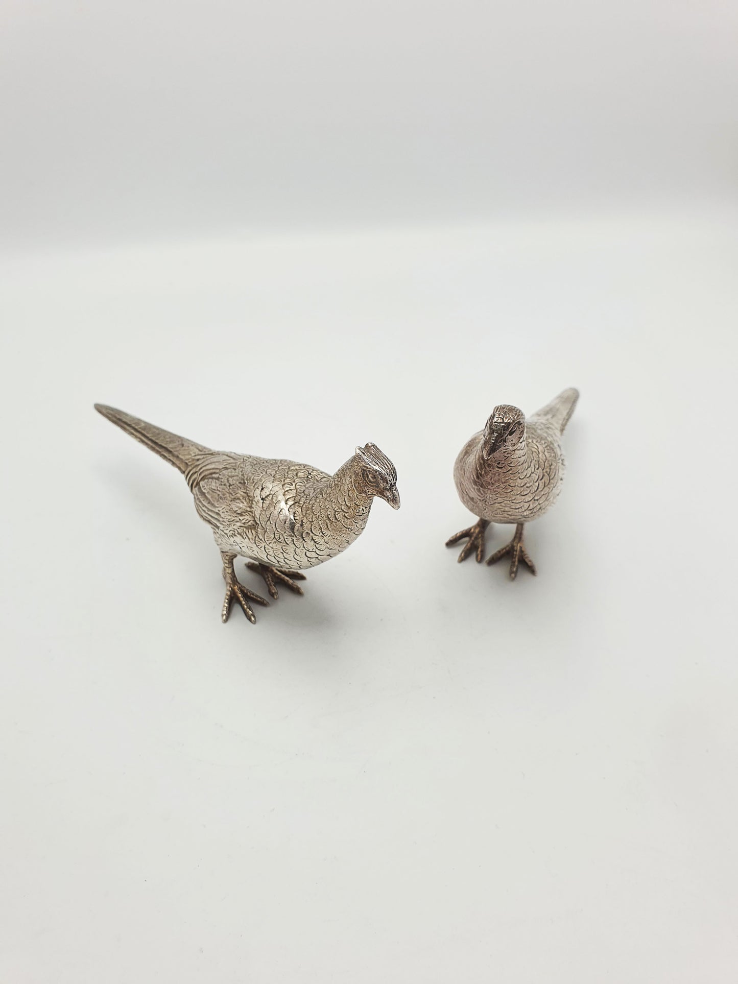 Nice Pair of Silver-Plated Pheasant Figurines – circa 1960