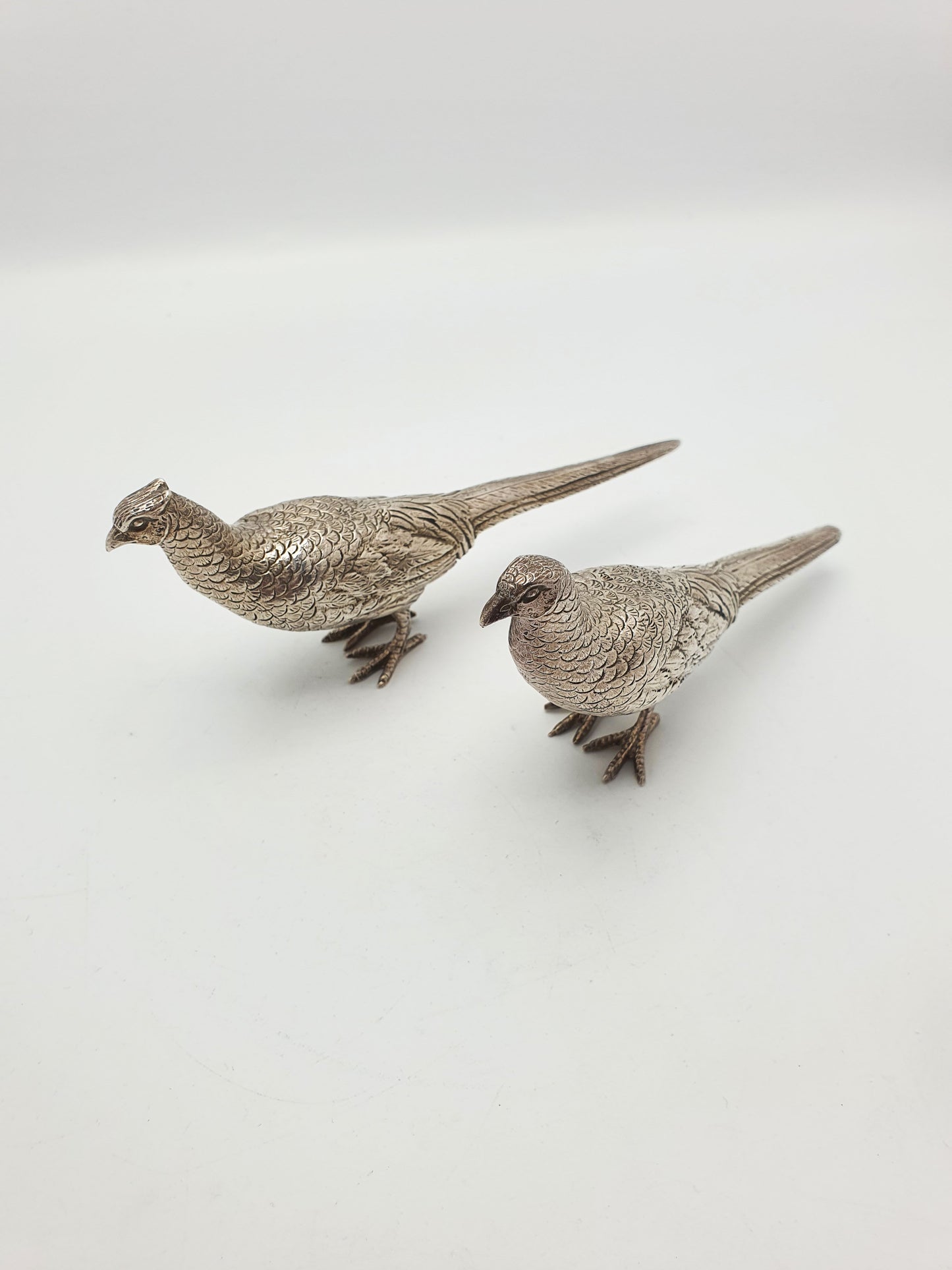 Nice Pair of Silver-Plated Pheasant Figurines – circa 1960
