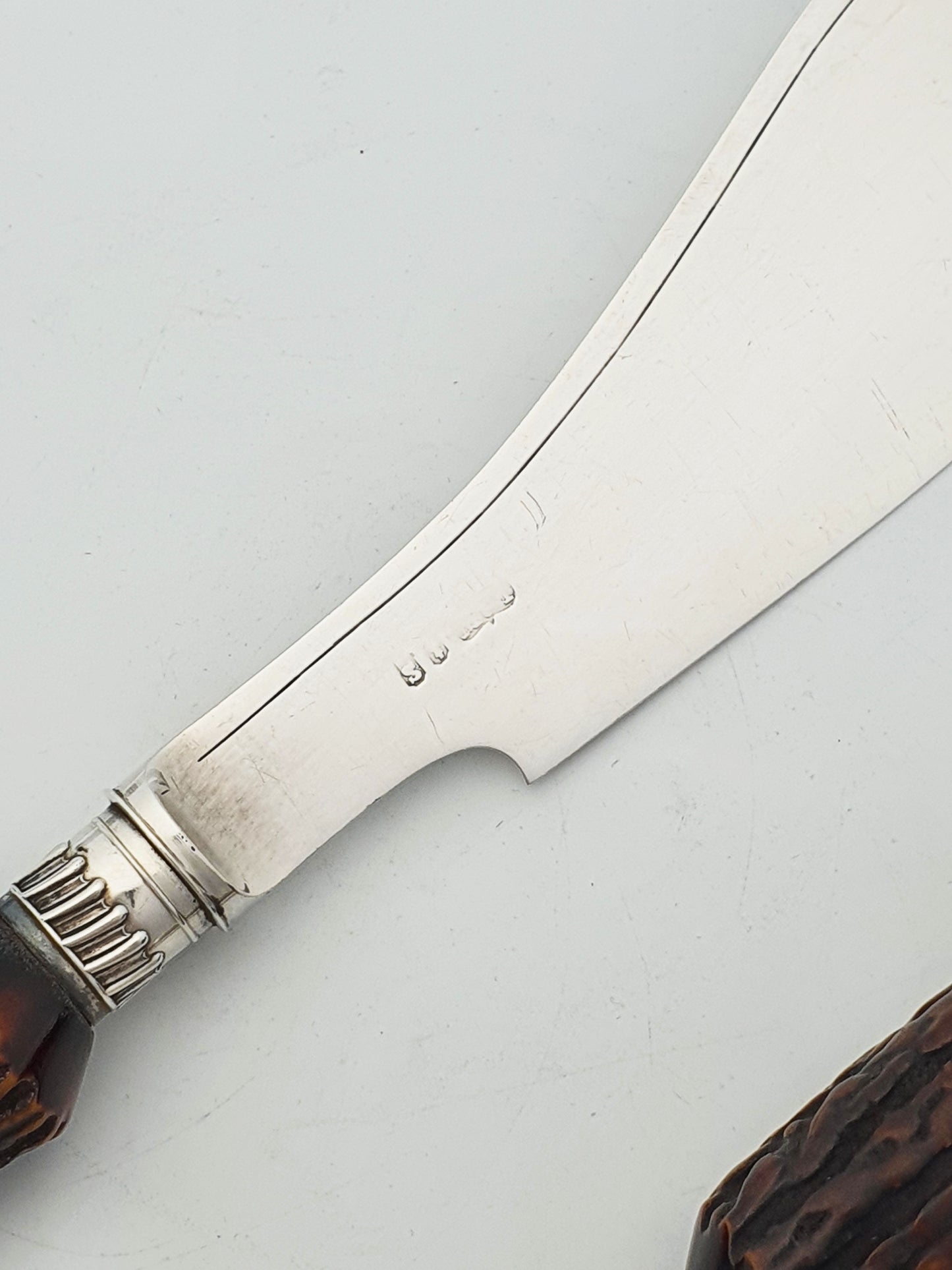 Fabulous Victorian Silver-Plated Fish Server and Fork Set with Antler Handles – circa 1890