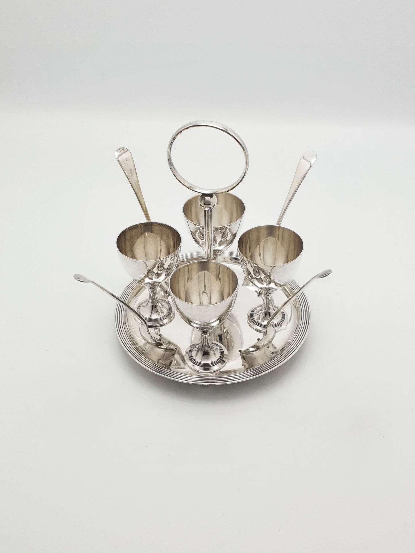 Art Deco Silver-Plated Egg Cruet Set for Four – circa 1925