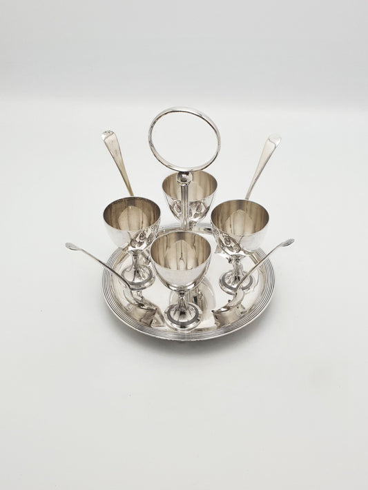 Art Deco Silver-Plated Egg Cruet Set for Four – circa 1925