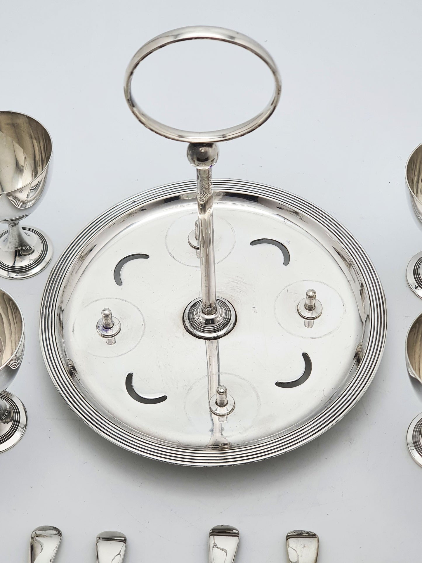 Art Deco Silver-Plated Egg Cruet Set for Four – circa 1925