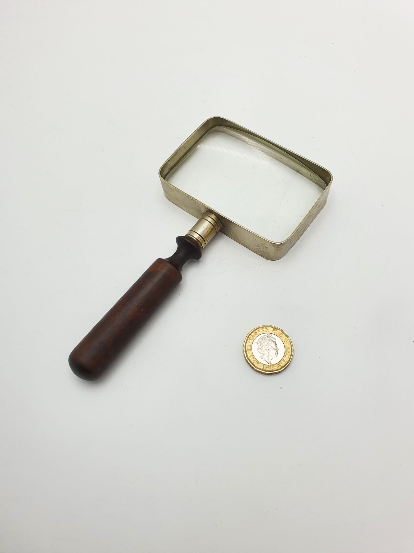 Handsome Antique Rectangular Magnifying Glass with Wooden Handle – circa 1910