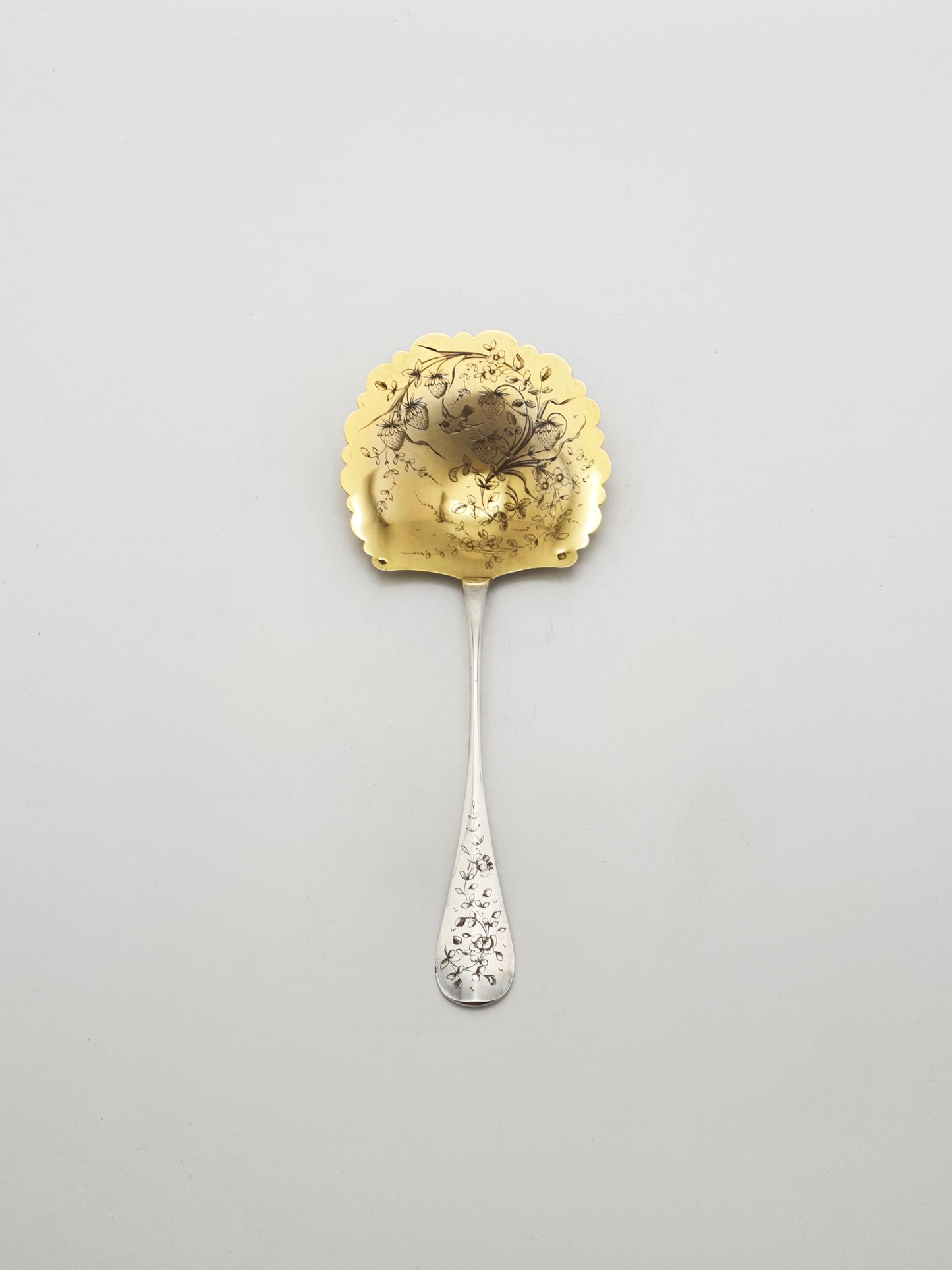Gorgeous Large Antique French Gilt Silver Strawberry Spoon – circa 1900