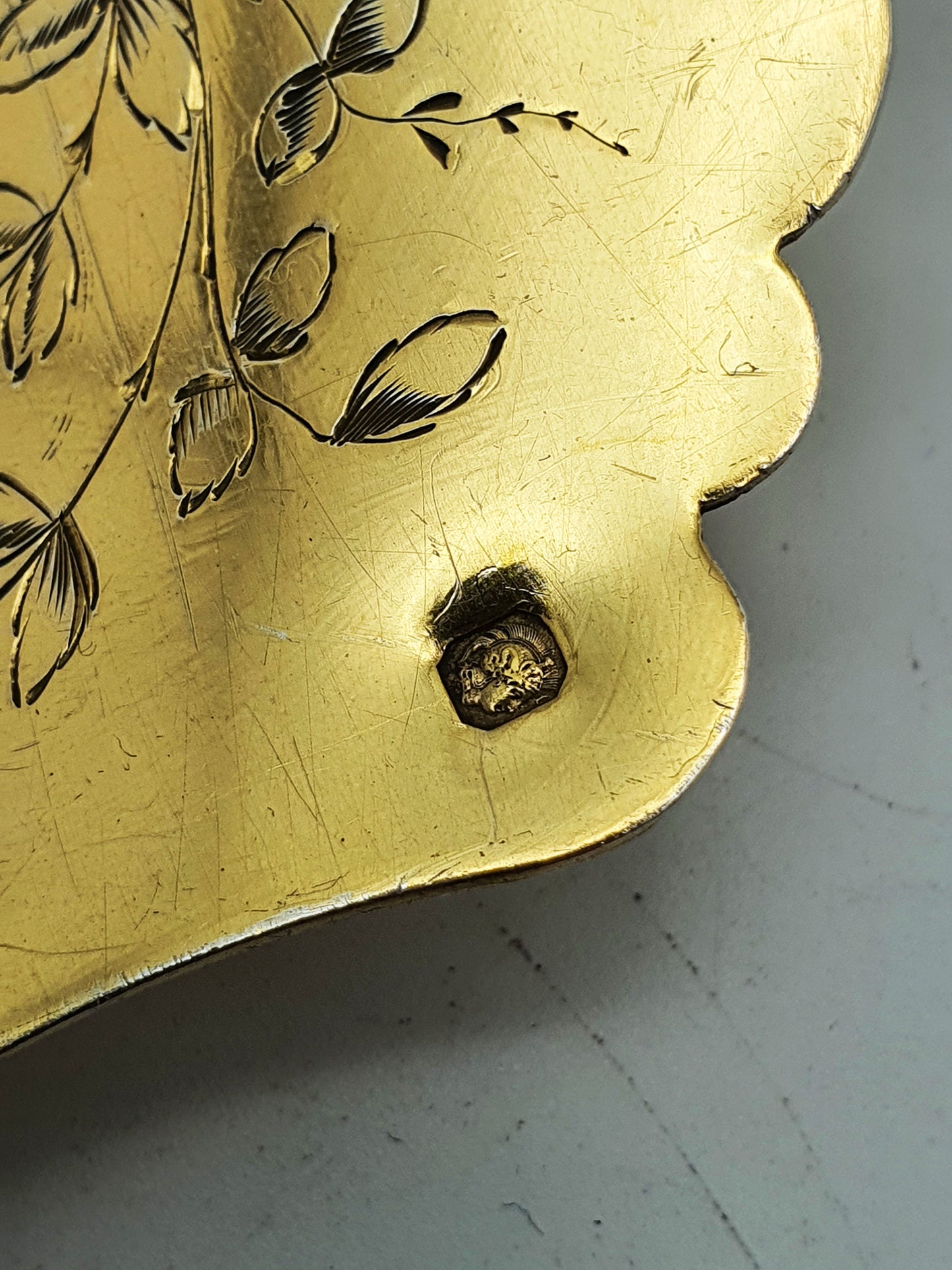 Gorgeous Large Antique French Gilt Silver Strawberry Spoon – circa 1900