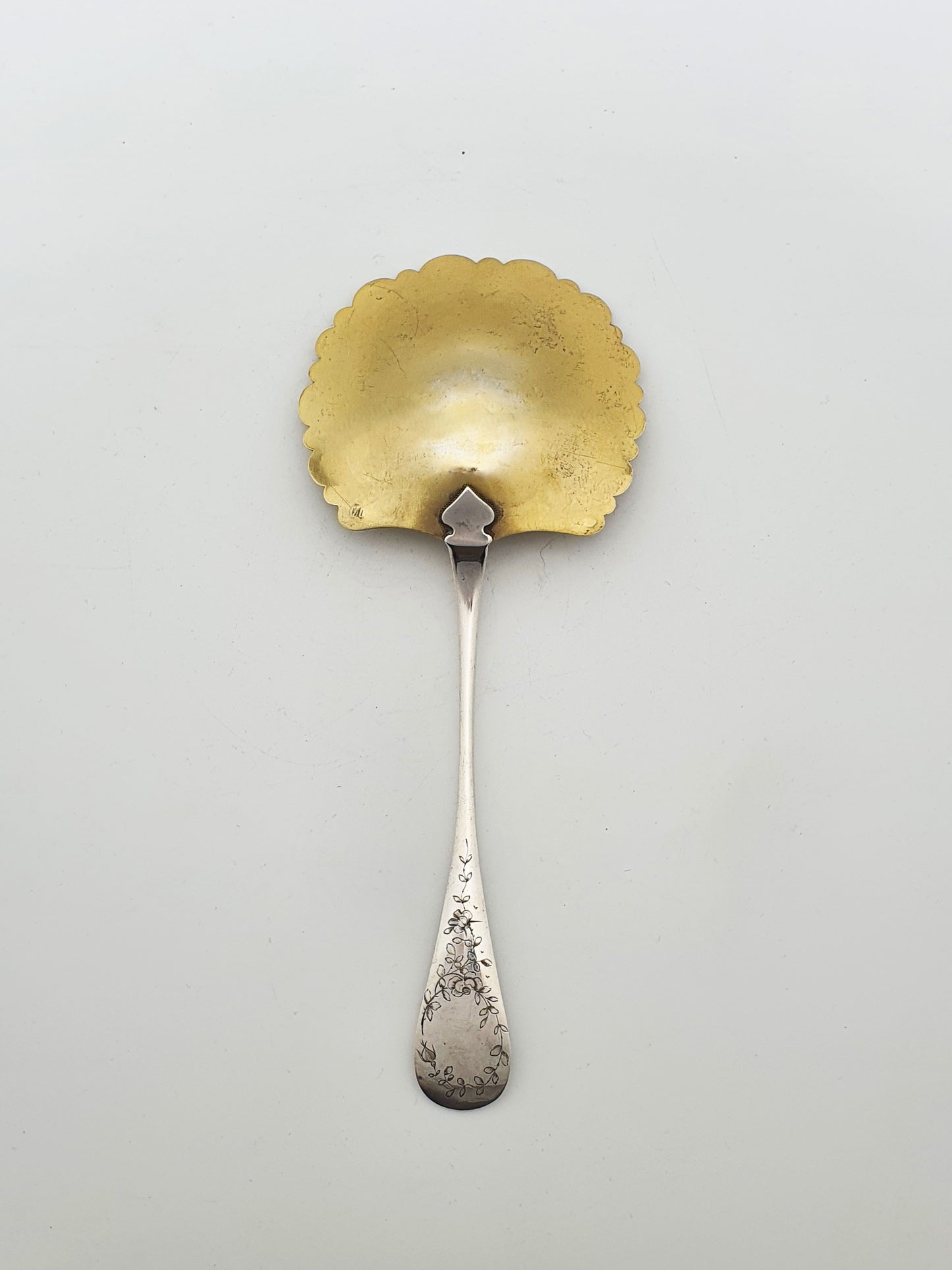 Gorgeous Large Antique French Gilt Silver Strawberry Spoon – circa 1900
