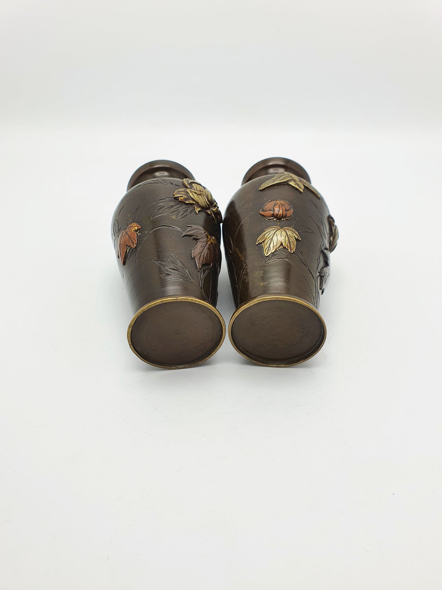 Pretty Pair of Japanese Mixed Metal Miniature Vases – circa 1900