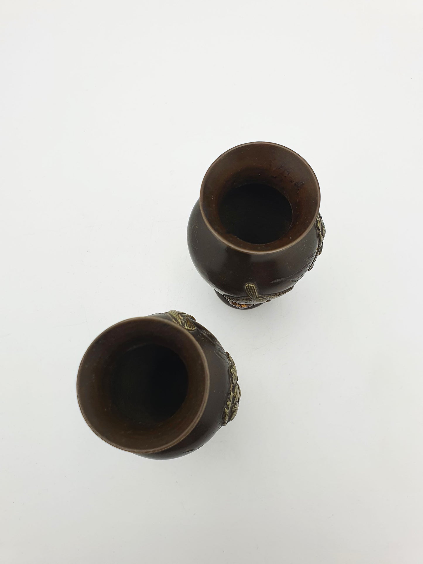 Pretty Pair of Japanese Mixed Metal Miniature Vases – circa 1900