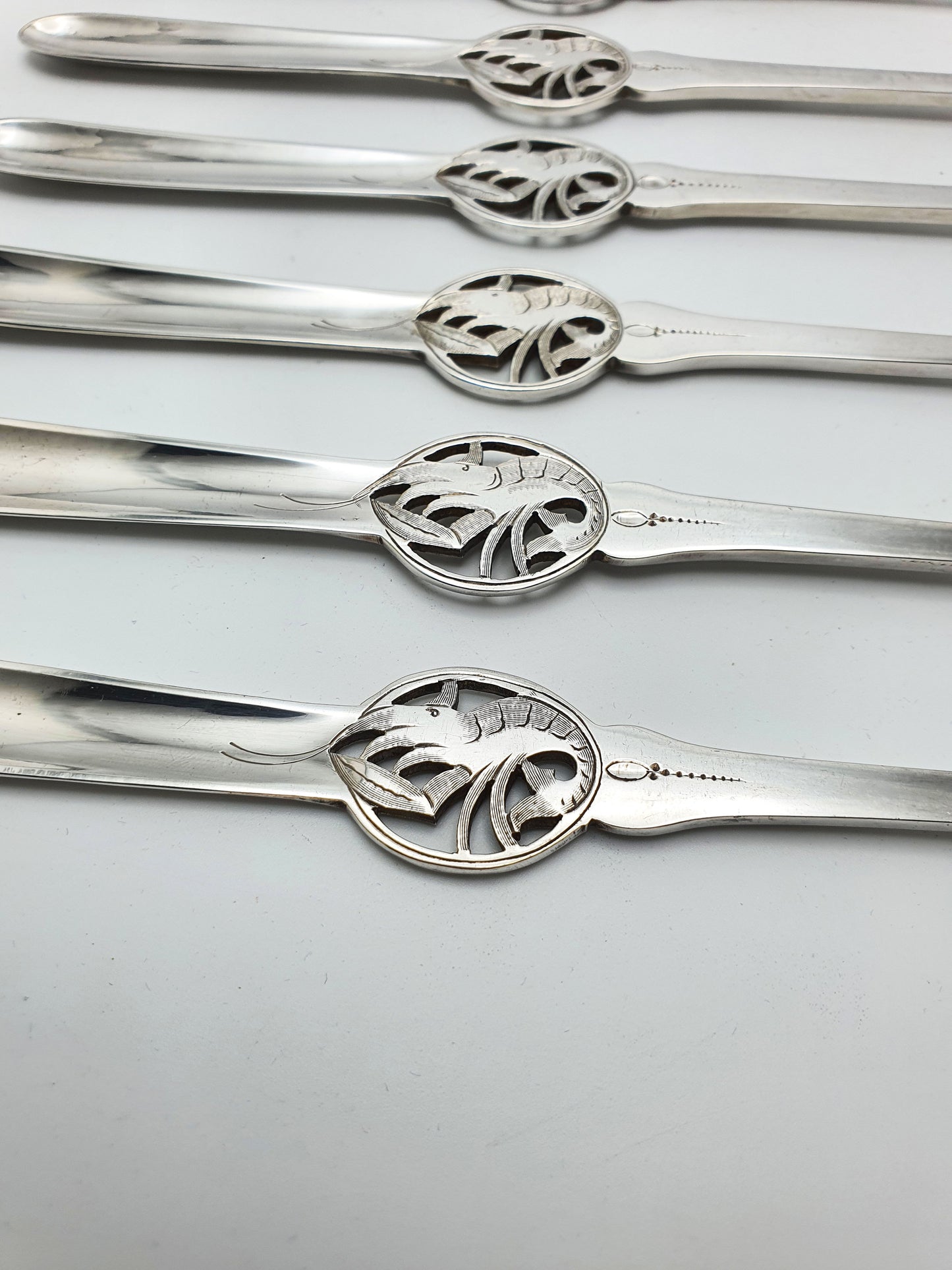 Unusual Set of 12 Edwardian Silver-Plated Lobster Picks – circa 1905