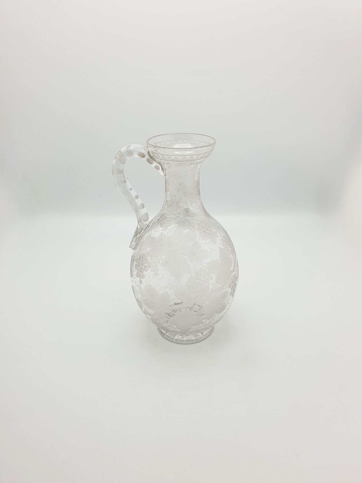 Gorgeous Antique Victorian Etched Glass Wine Jug with Grape & Vine Motif – circa 1890