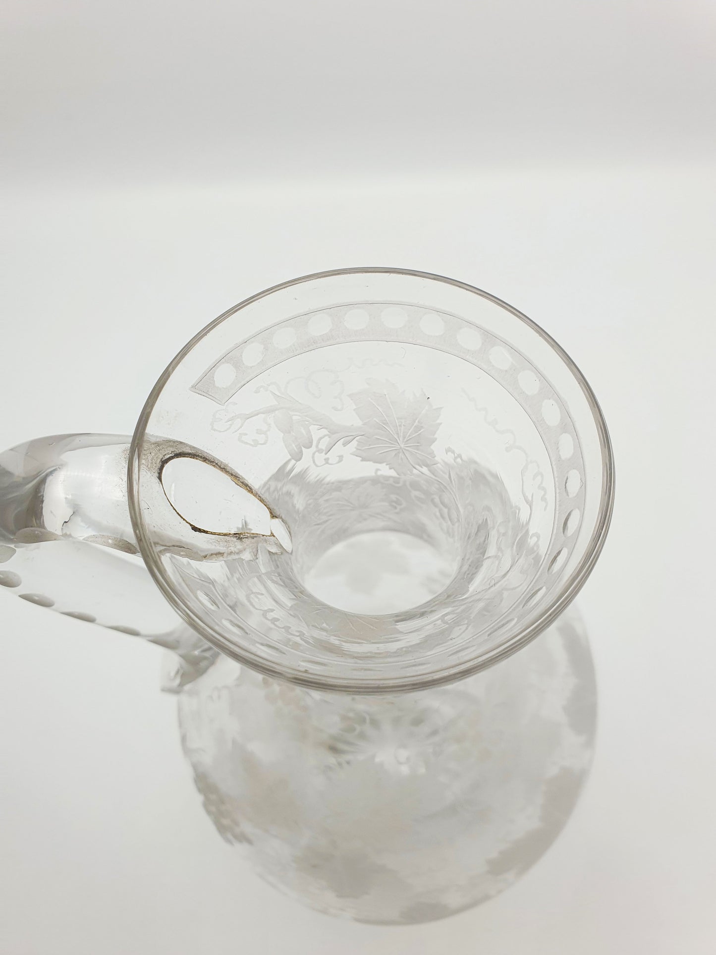 Gorgeous Antique Victorian Etched Glass Wine Jug with Grape & Vine Motif – circa 1890