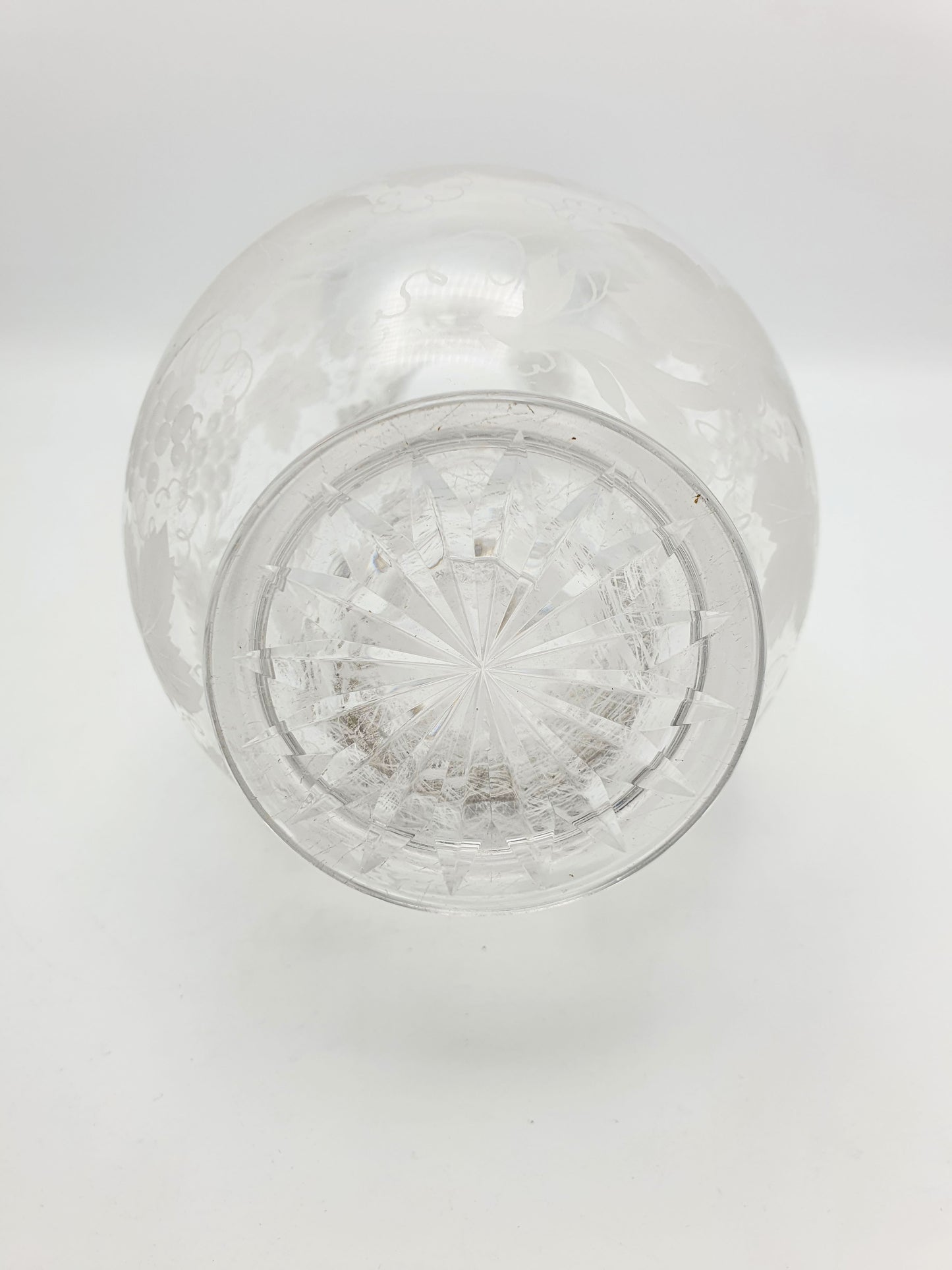 Gorgeous Antique Victorian Etched Glass Wine Jug with Grape & Vine Motif – circa 1890