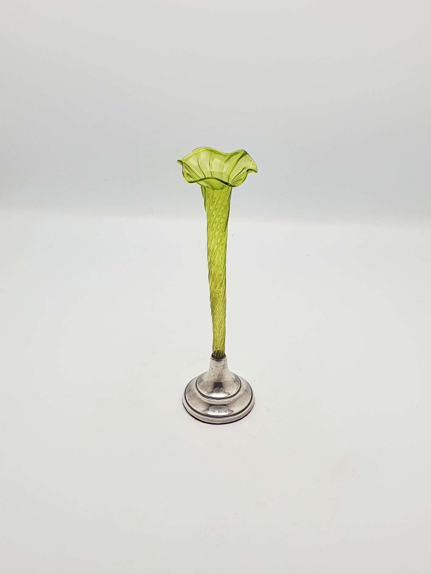 Pretty Antique Edwardian Glass Flute with Sterling Silver Base - 1903