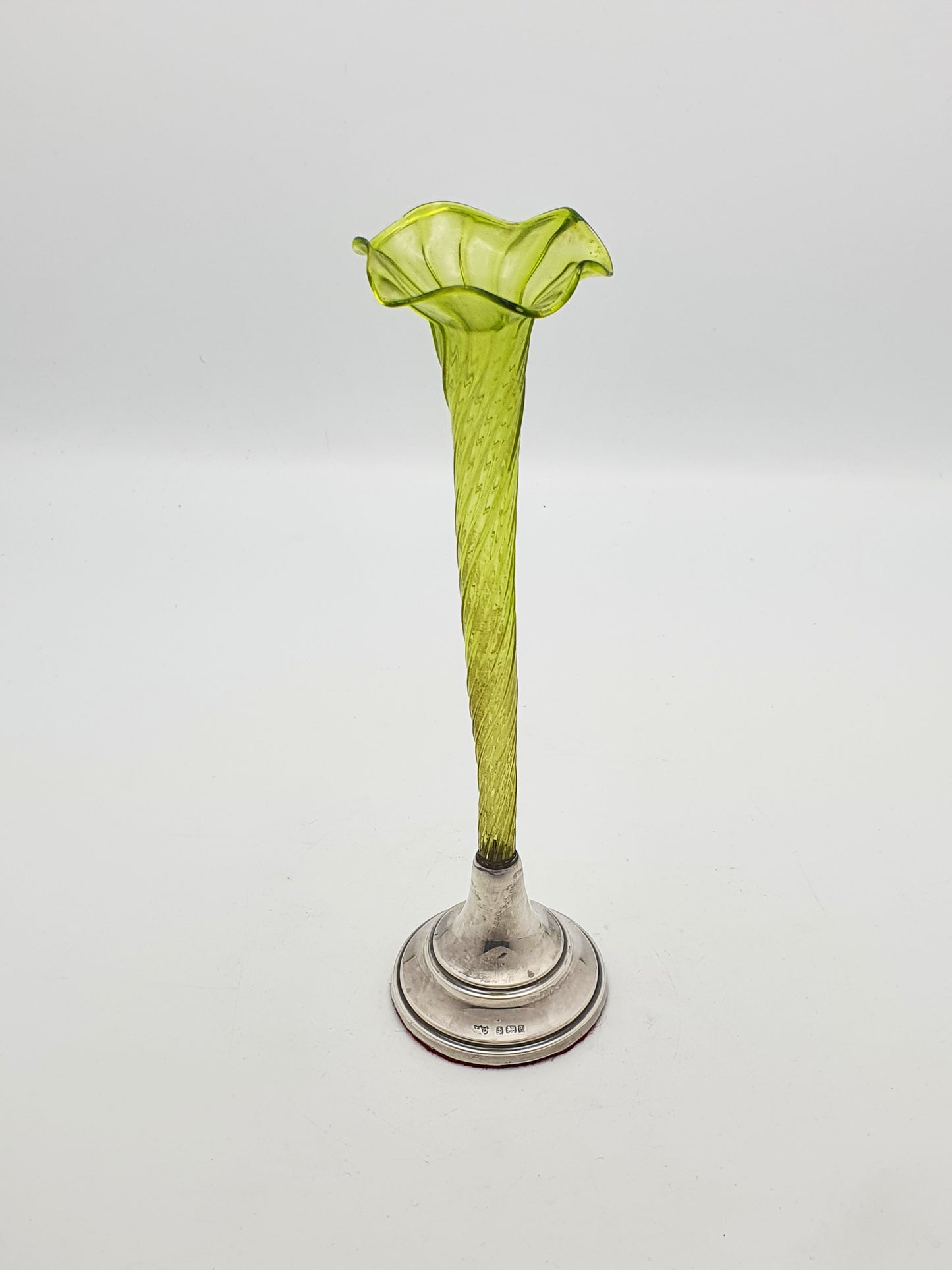 Pretty Antique Edwardian Glass Flute with Sterling Silver Base - 1903