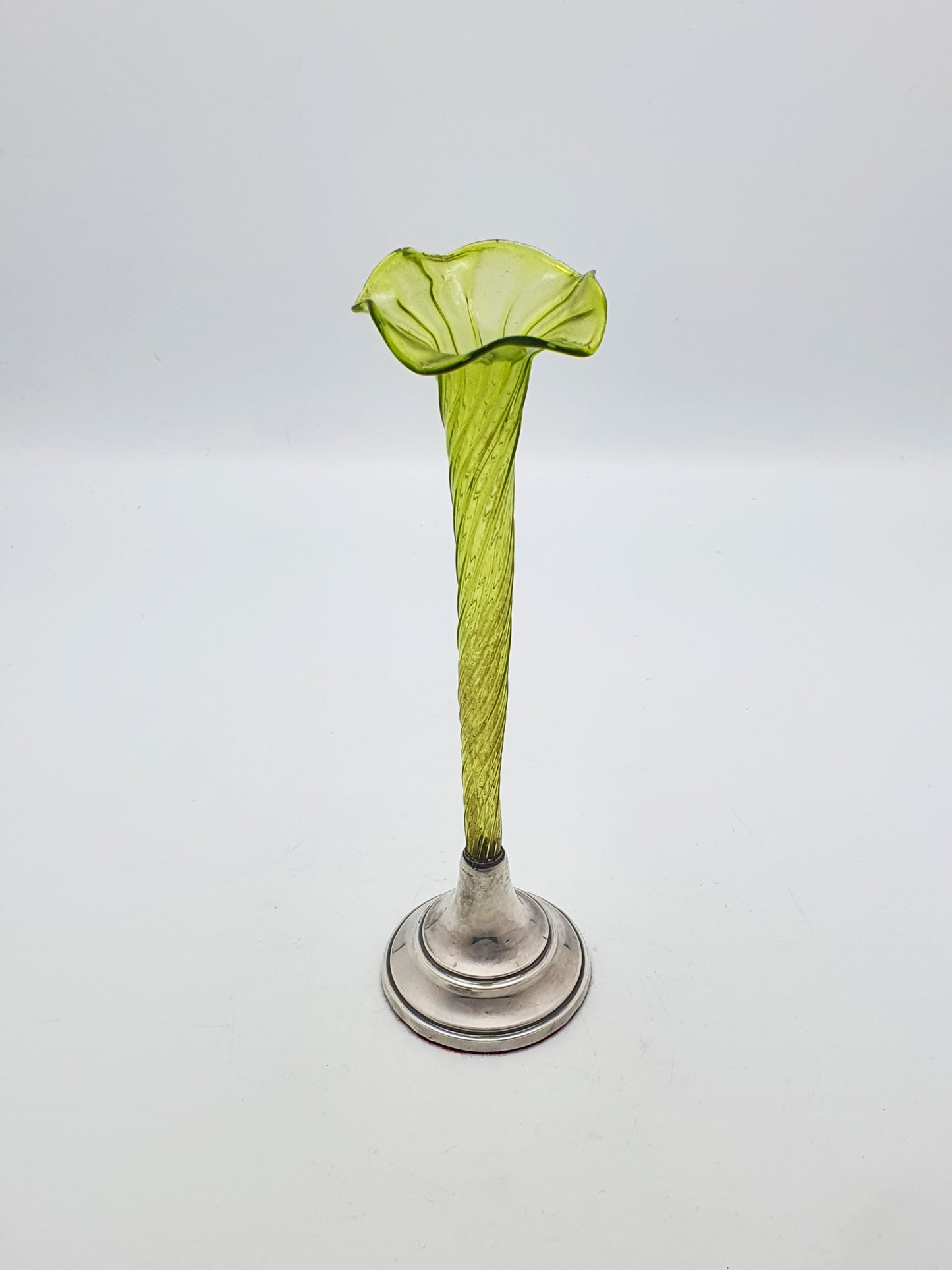 Pretty Antique Edwardian Glass Flute with Sterling Silver Base - 1903