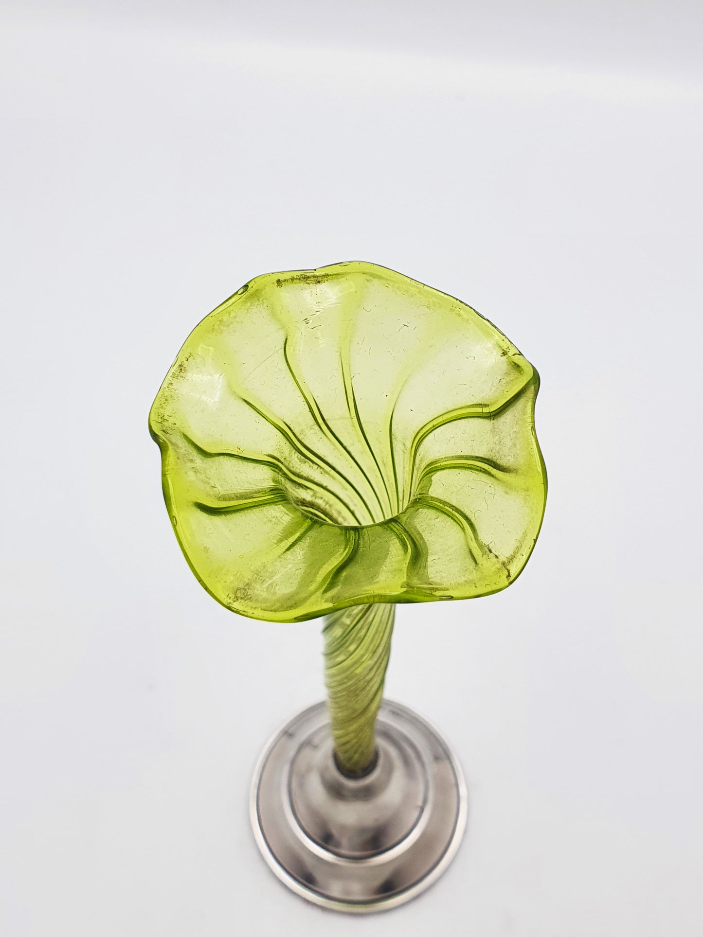 Pretty Antique Edwardian Glass Flute with Sterling Silver Base - 1903