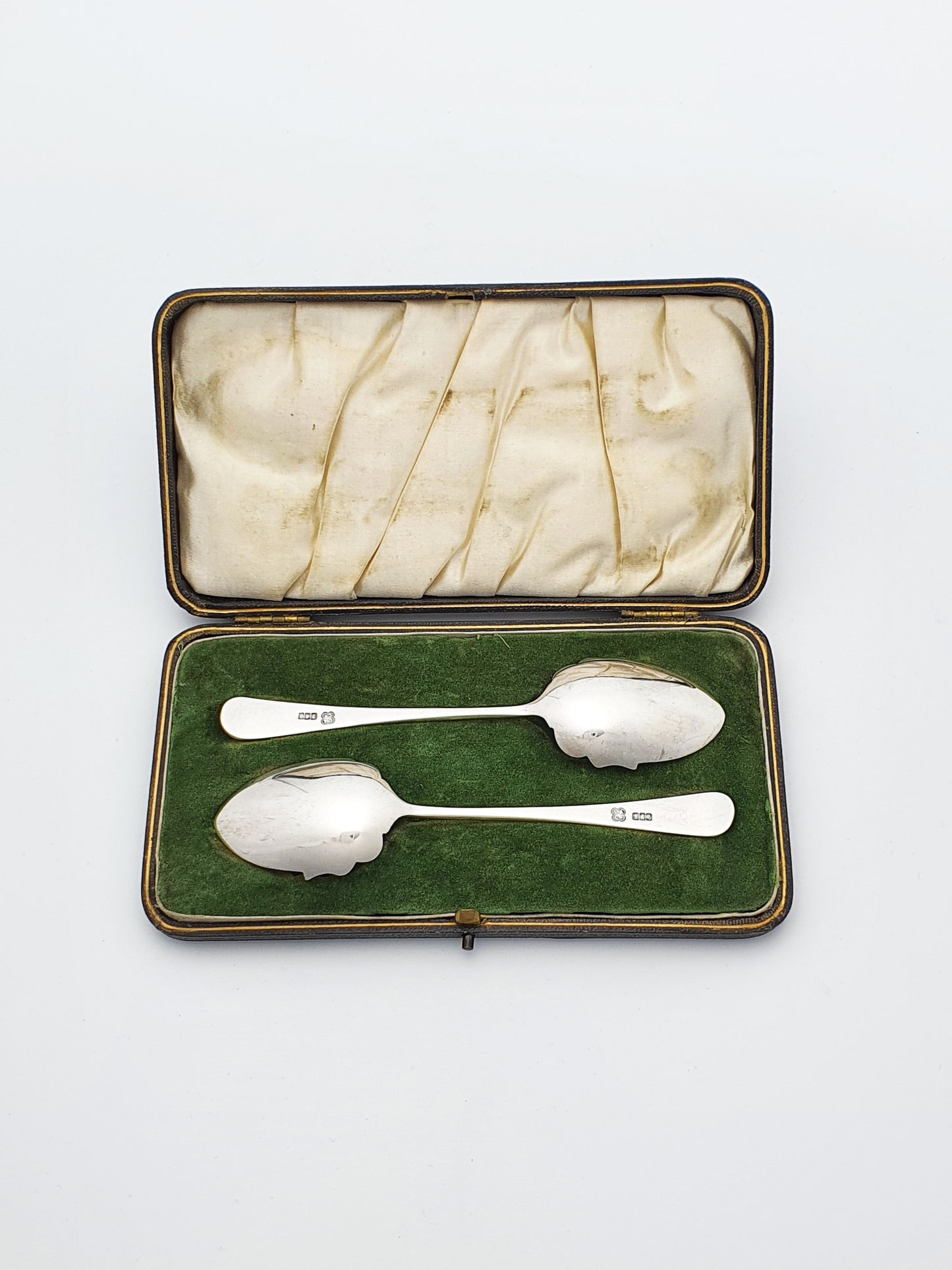 Pair of Scottish Sterling Silver Preserve Spoons in Fitted Case - 1906