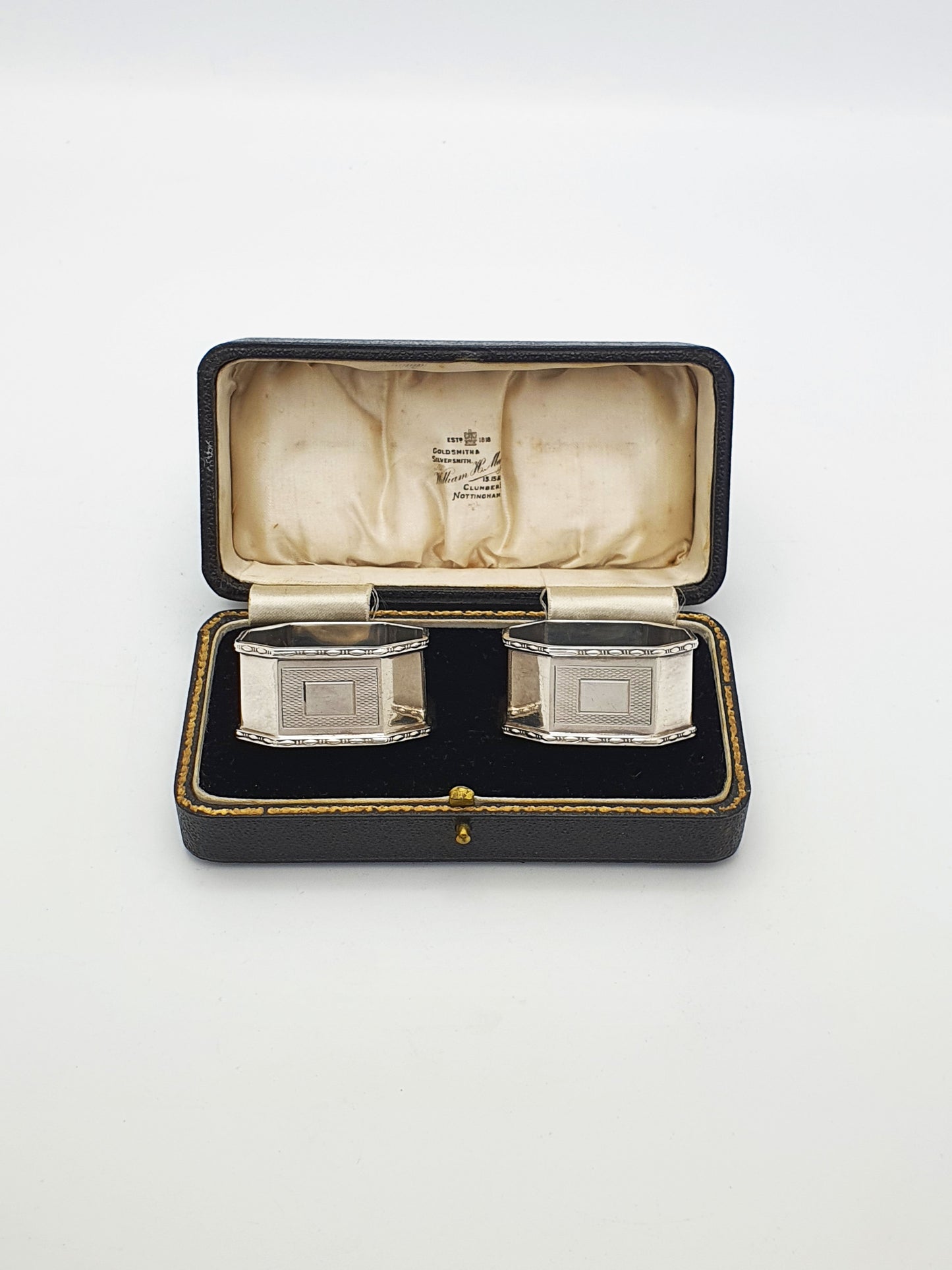 Unusual Pair of Art Deco Sterling Silver Napkin Rings - 1938