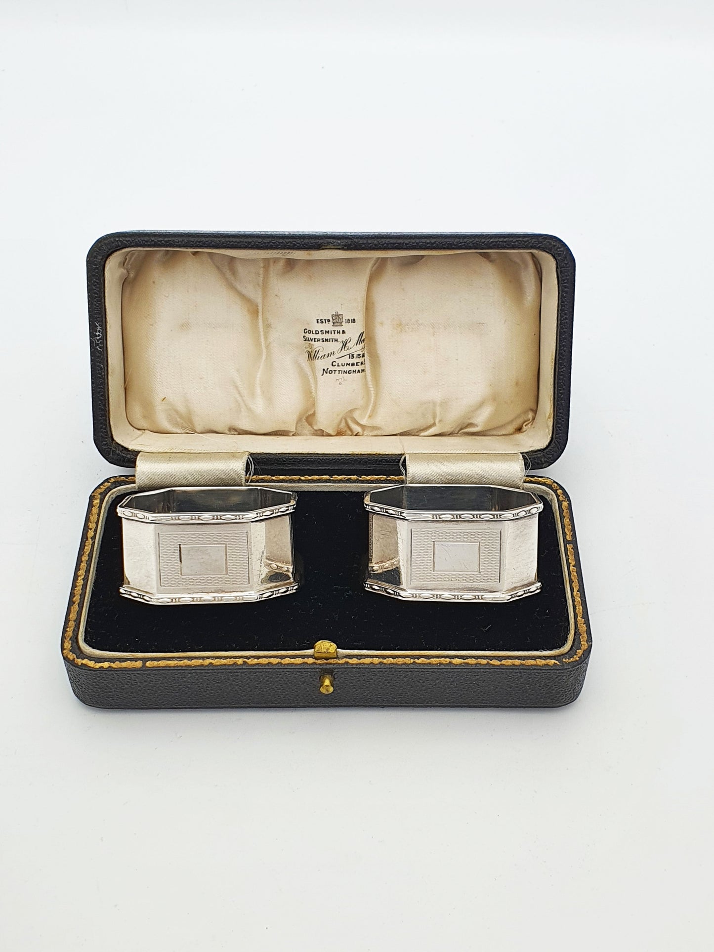 Unusual Pair of Art Deco Sterling Silver Napkin Rings - 1938