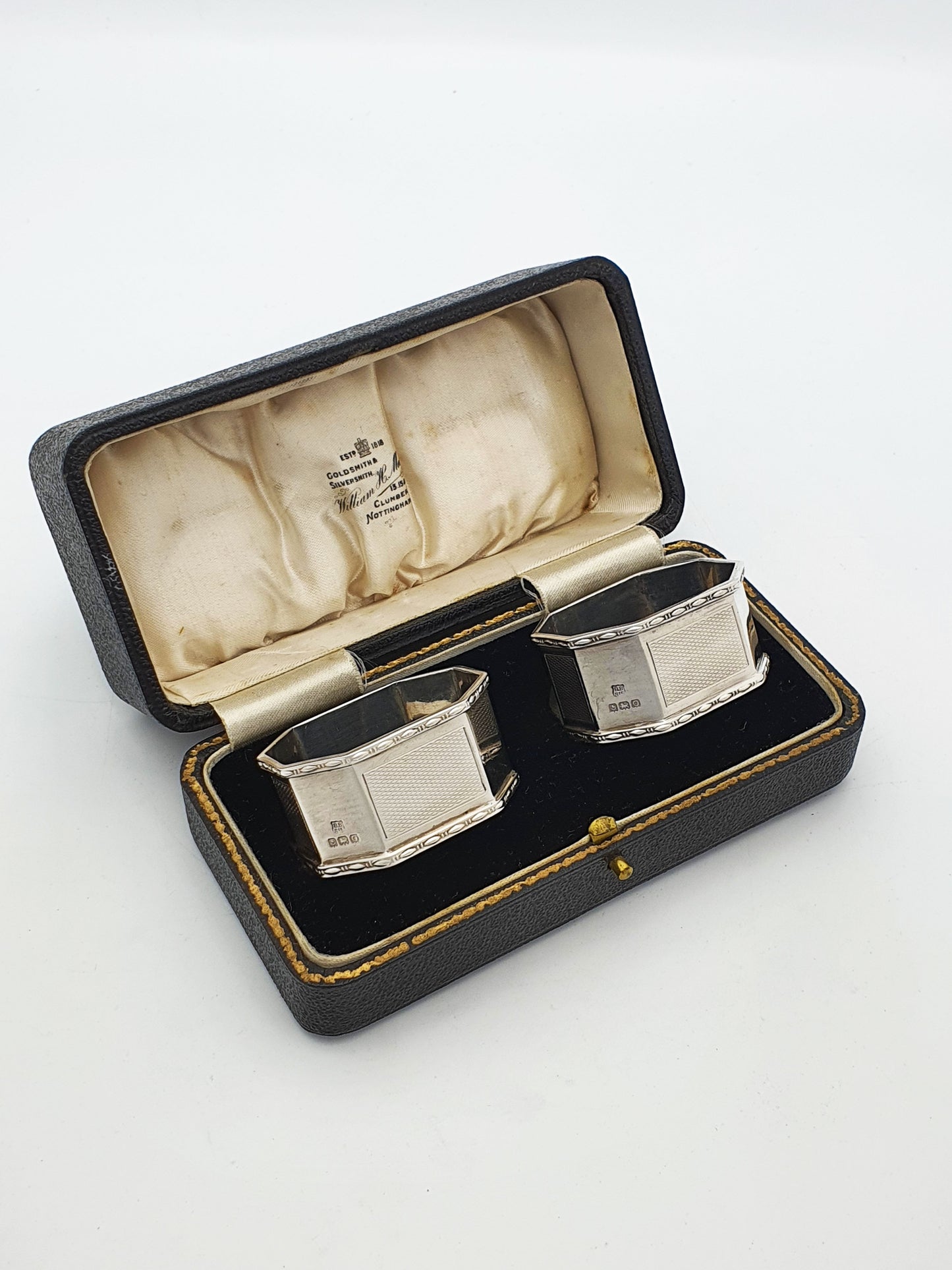 Unusual Pair of Art Deco Sterling Silver Napkin Rings - 1938