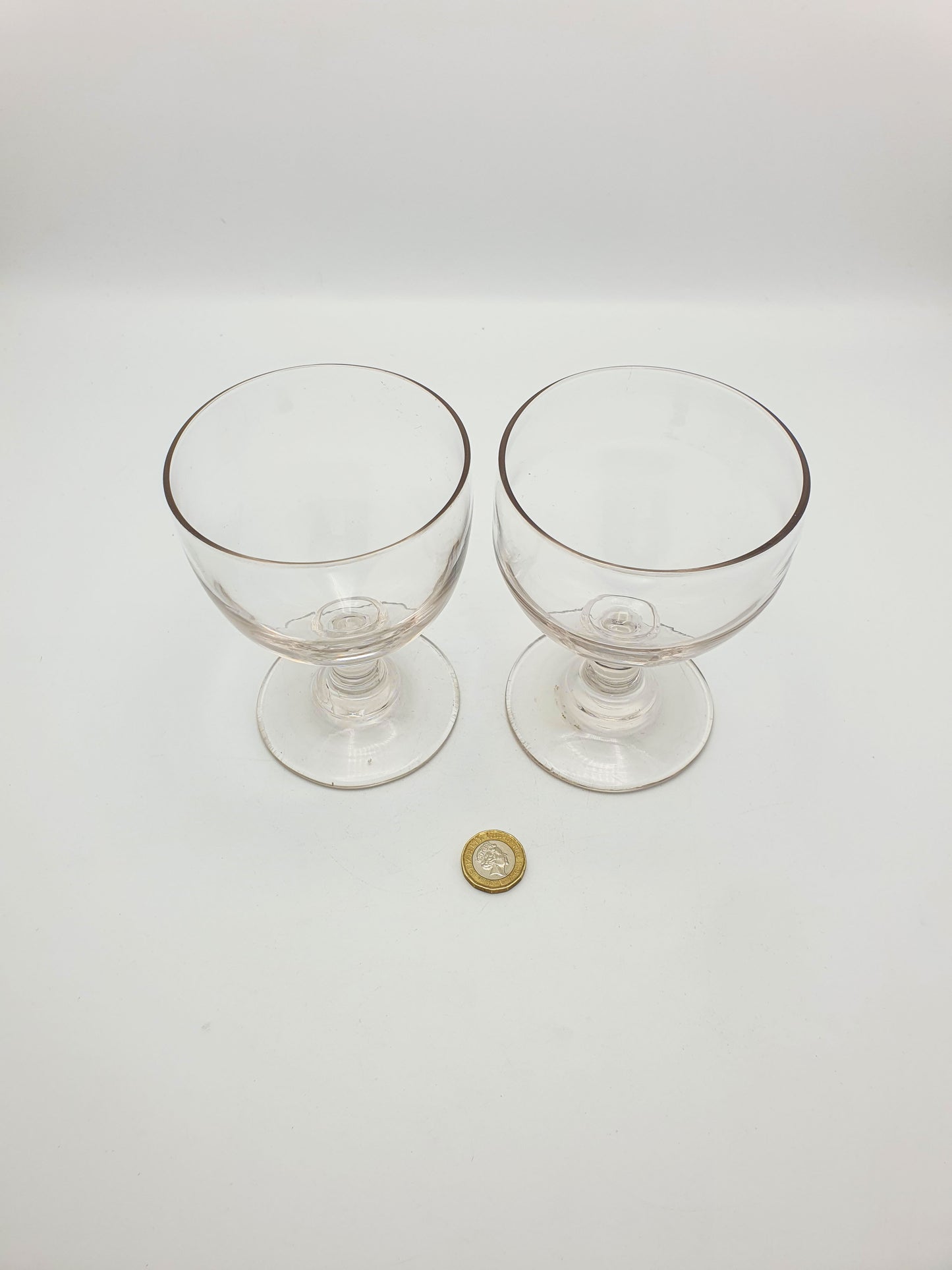 Gorgeous Pair of Antique Hand-Blown Glass Rummers – circa 1820