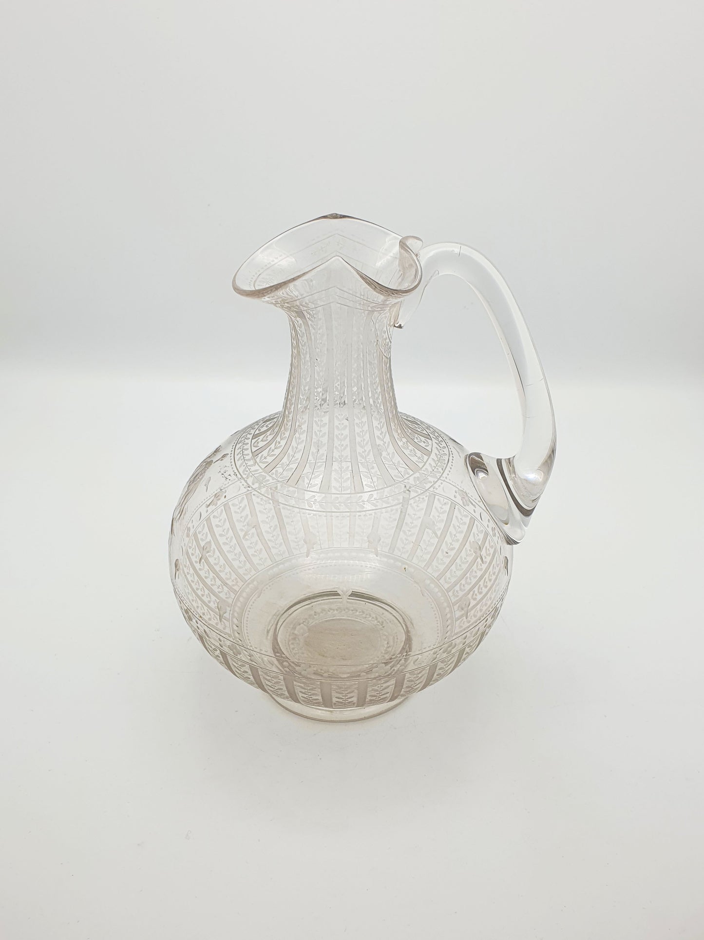 Unusual Antique Glass Claret Jug with Etched Camel Design - 1881