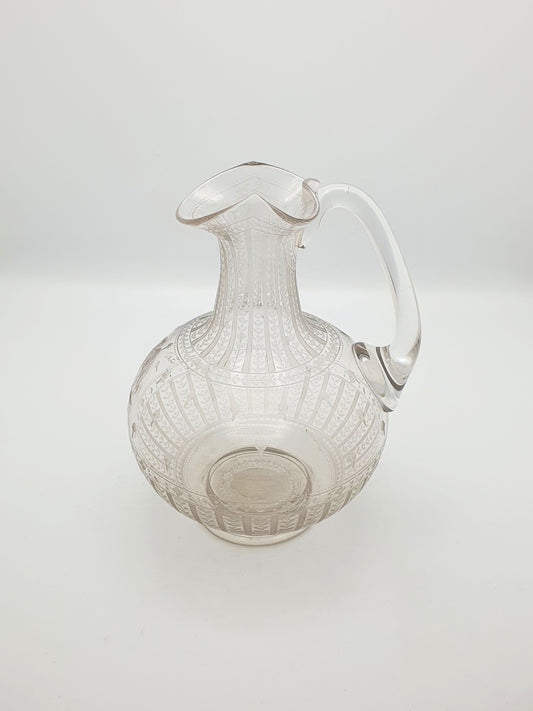 Unusual Antique Glass Claret Jug with Etched Camel Design - 1881