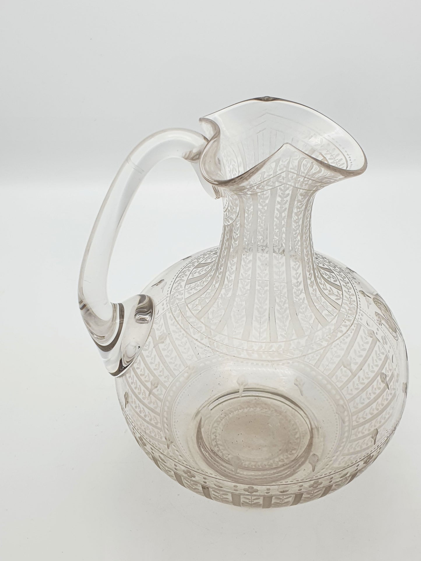 Unusual Antique Glass Claret Jug with Etched Camel Design - 1881