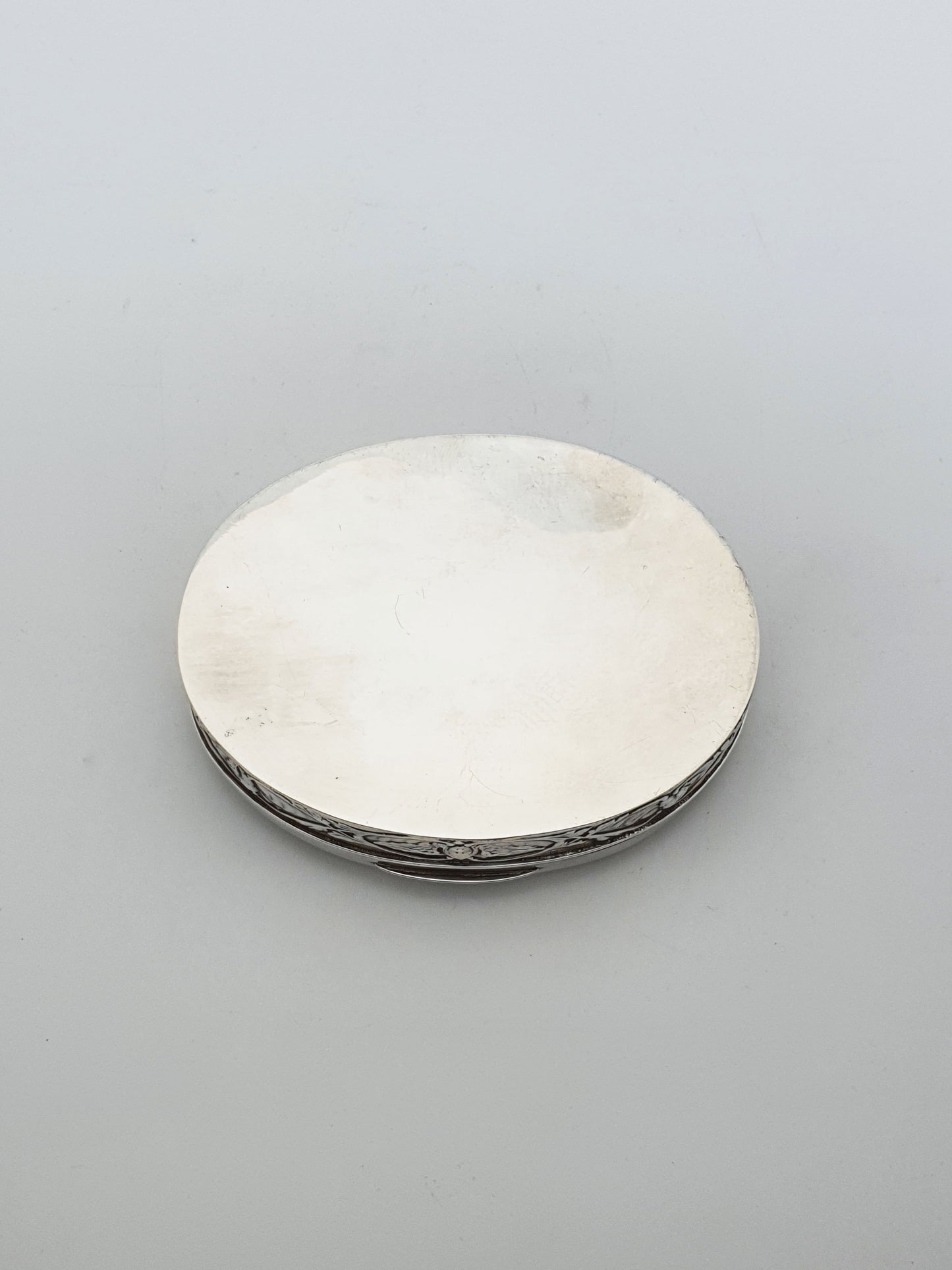 Fabulous Antique Solid Silver Oval Trinket Box with Cherub Relief - 1907