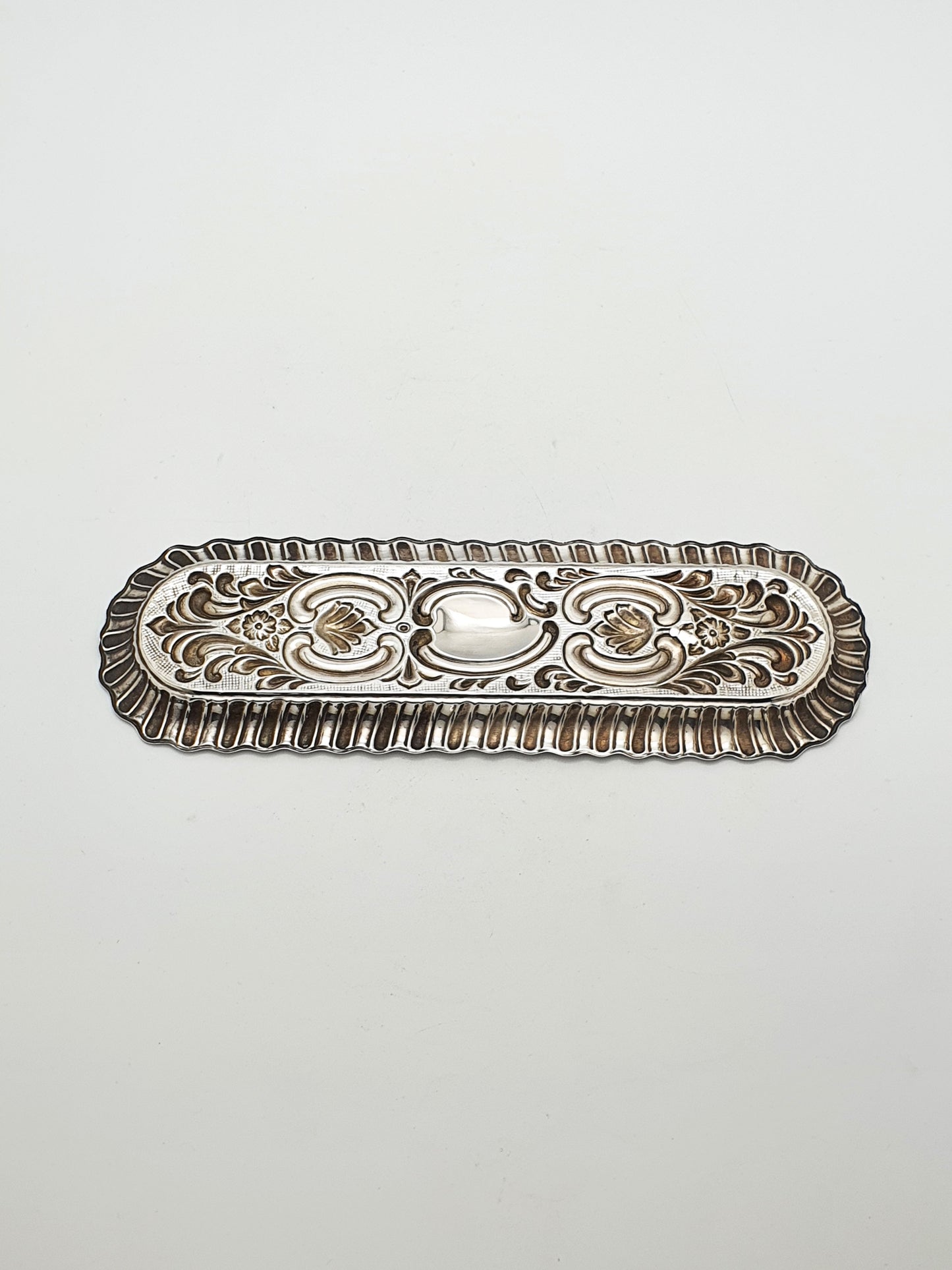 Small Antique Sterling Silver Rococo Revival Oblong Tray - 1902
